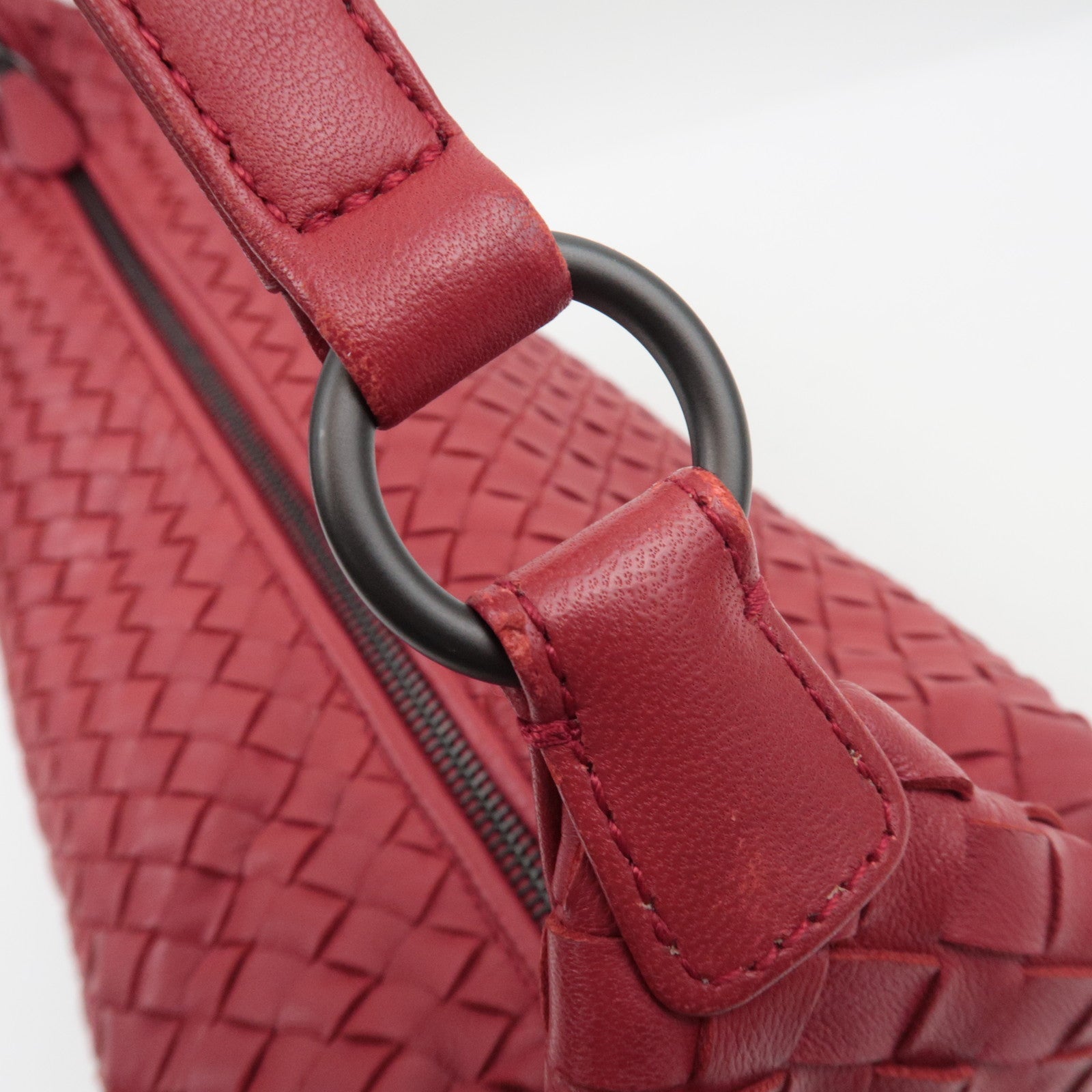 BOTTEGA VENETA Intrecciato Leather Shoulder Bag Red