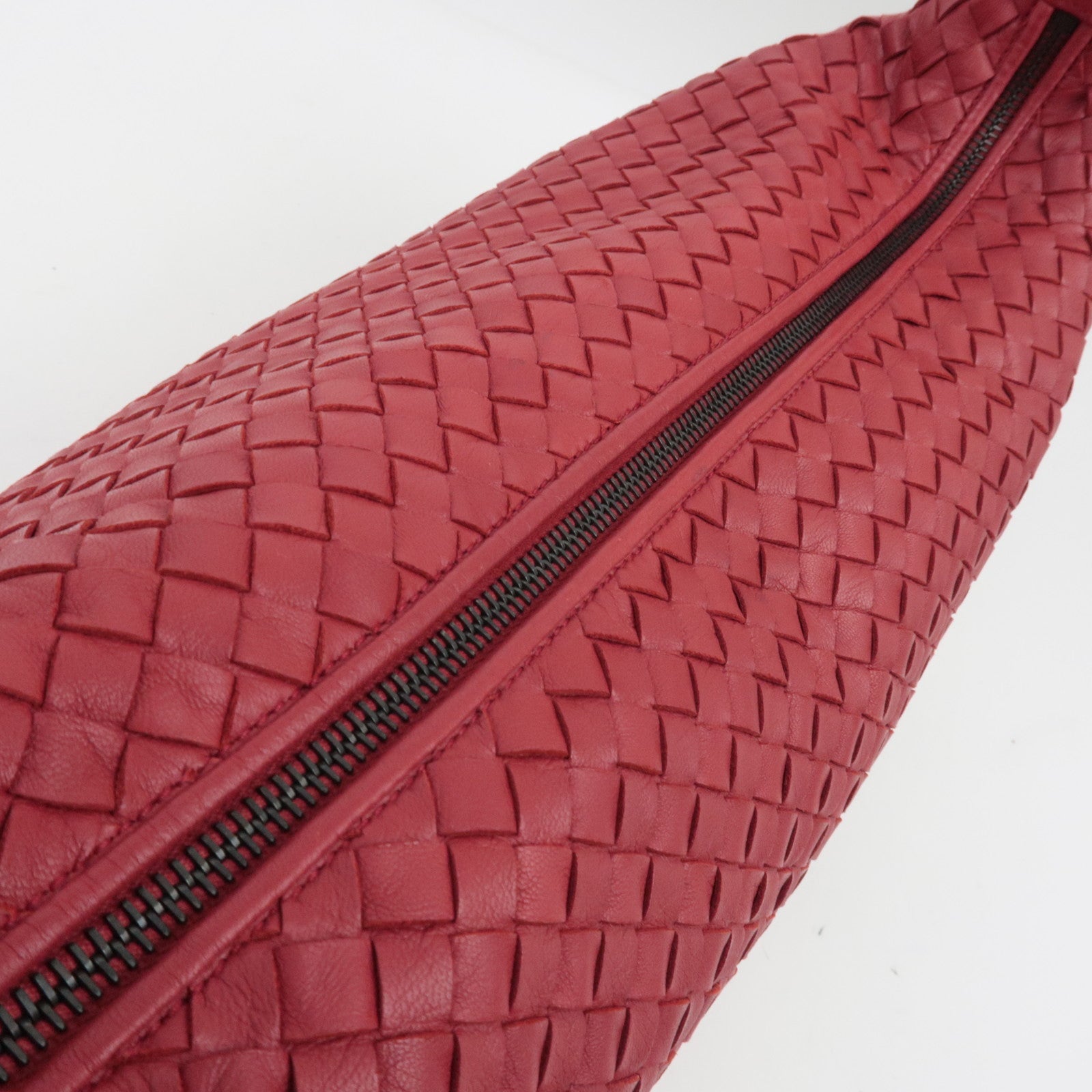 BOTTEGA VENETA Intrecciato Leather Shoulder Bag Red