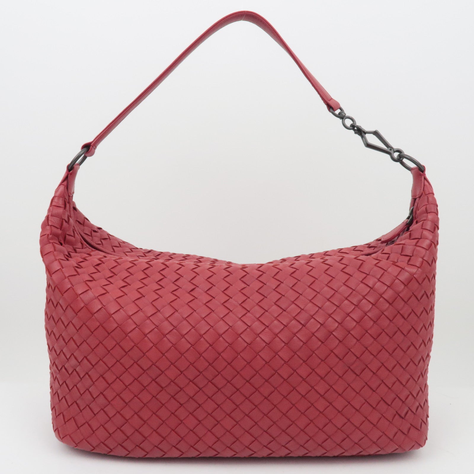 BOTTEGA VENETA Intrecciato Leather Shoulder Bag Red