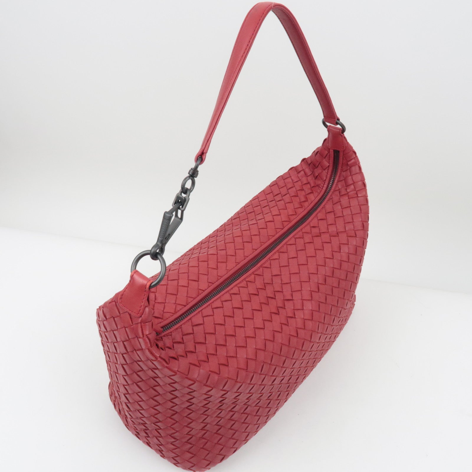 BOTTEGA VENETA Intrecciato Leather Shoulder Bag Red