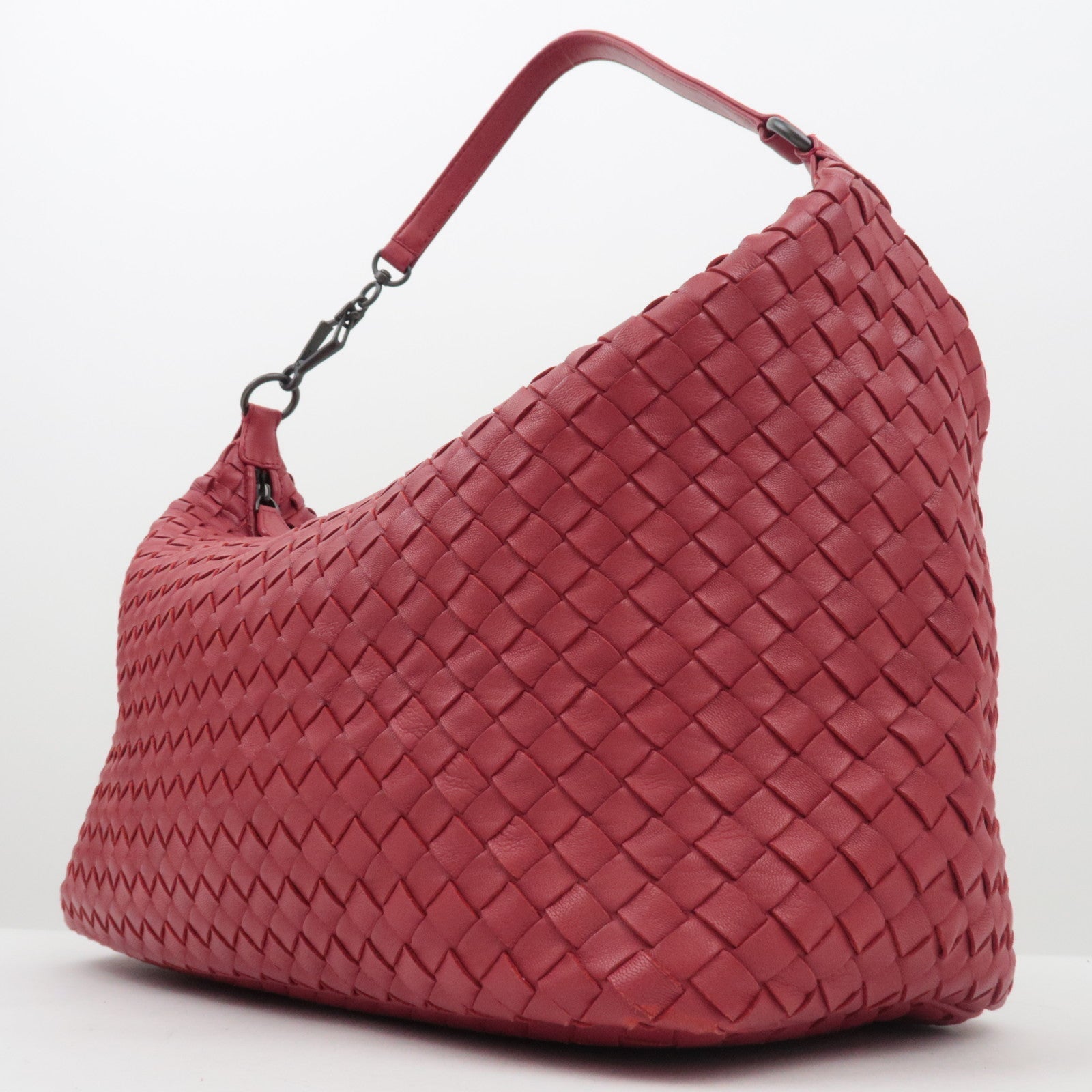 BOTTEGA VENETA Intrecciato Leather Shoulder Bag Red