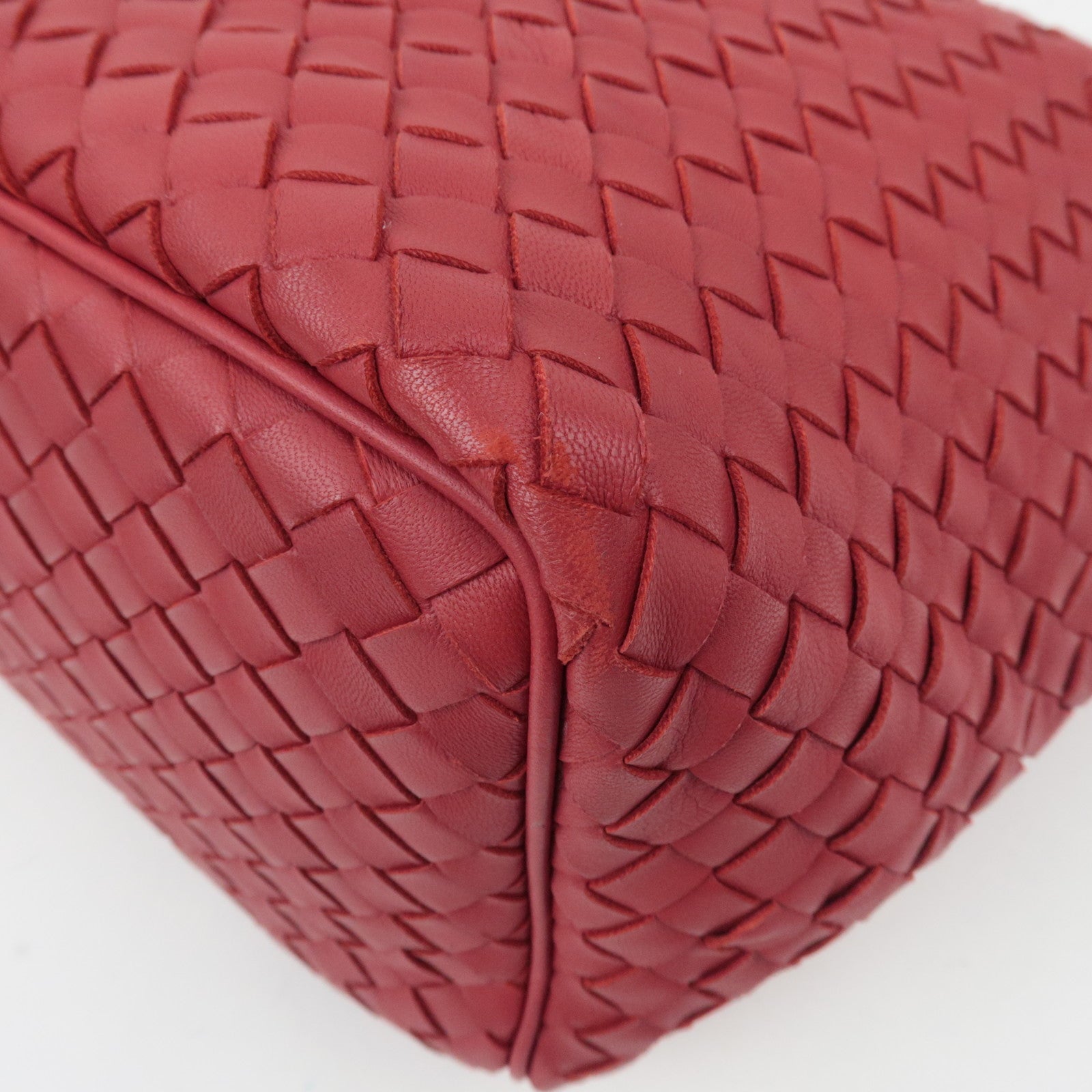BOTTEGA VENETA Intrecciato Leather Shoulder Bag Red