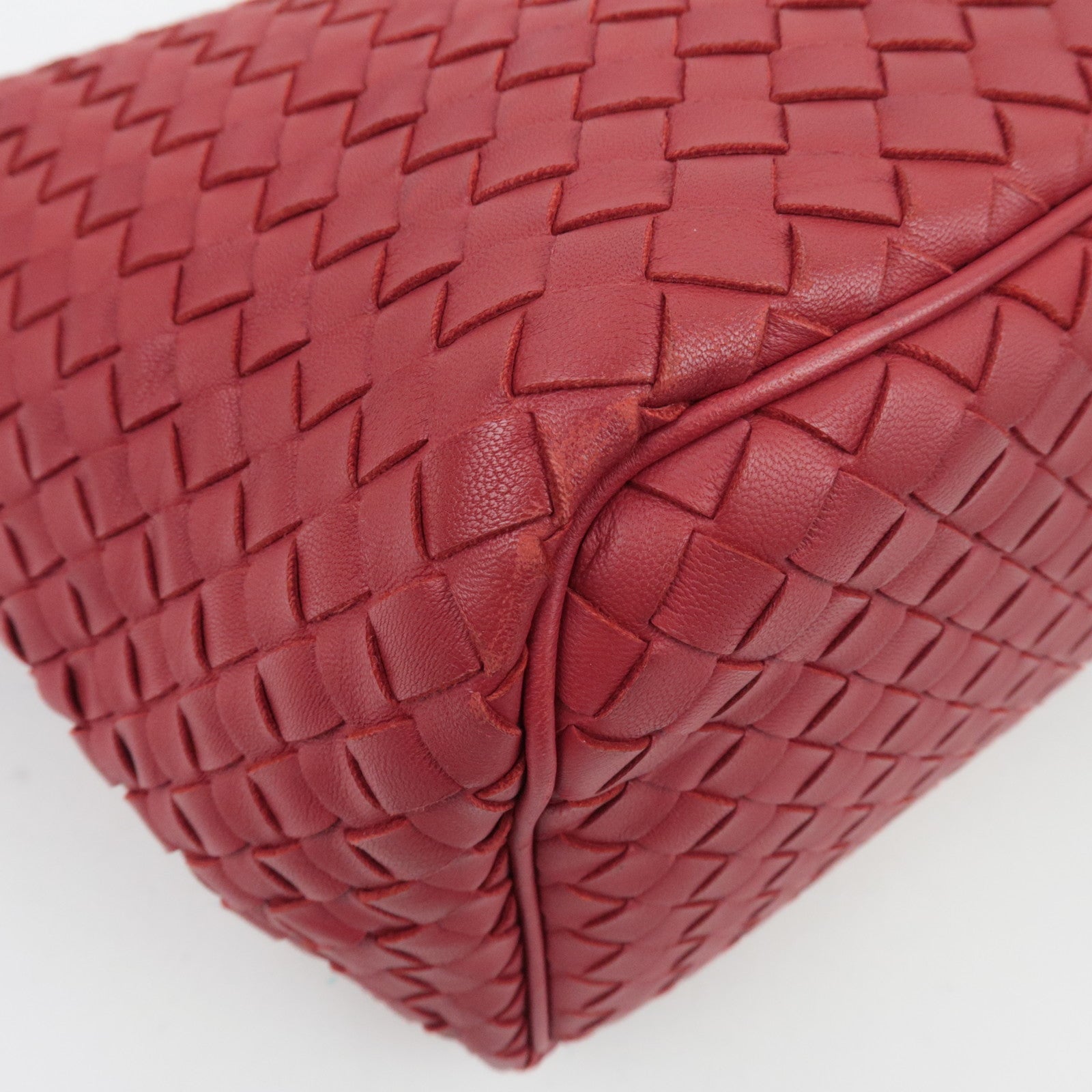 BOTTEGA VENETA Intrecciato Leather Shoulder Bag Red