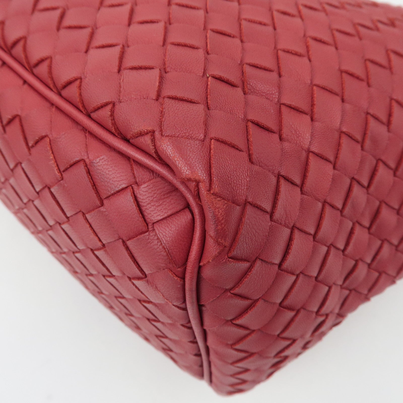 BOTTEGA VENETA Intrecciato Leather Shoulder Bag Red