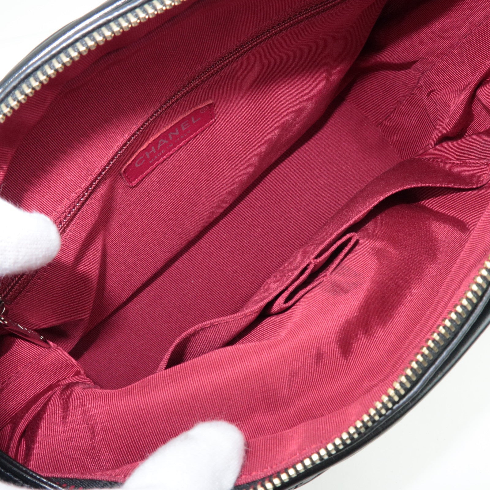 CHANEL Gabrielle Vintage Calf Chain Shoulder Bag Medium Black *Box, Dust bag, G Card