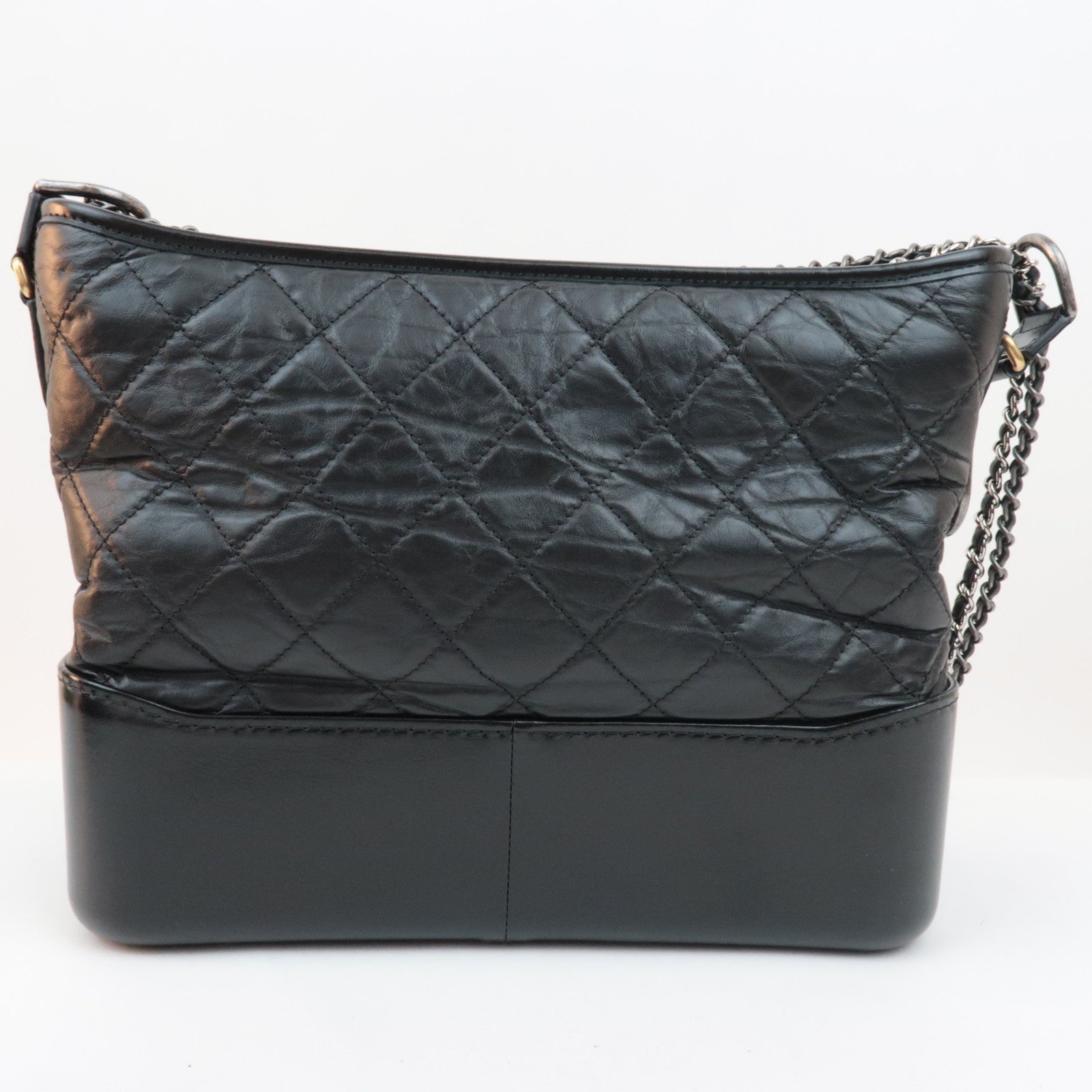 CHANEL Gabrielle Vintage Calf Chain Shoulder Bag Medium Black *Box, Dust bag, G Card