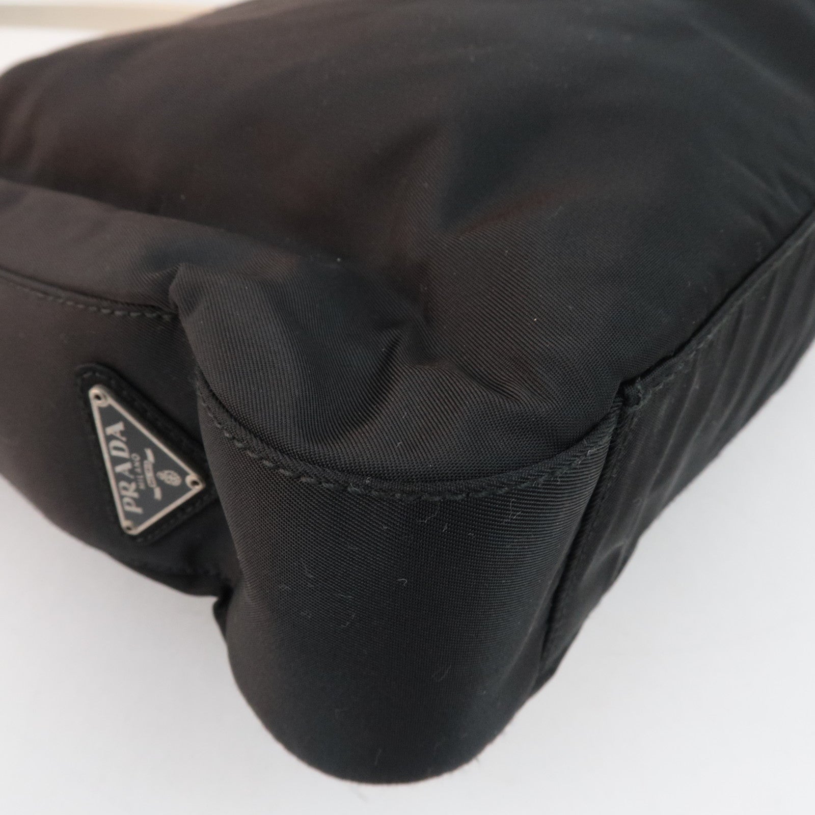 PRADA Logo Nylon Shoulder Bag Black