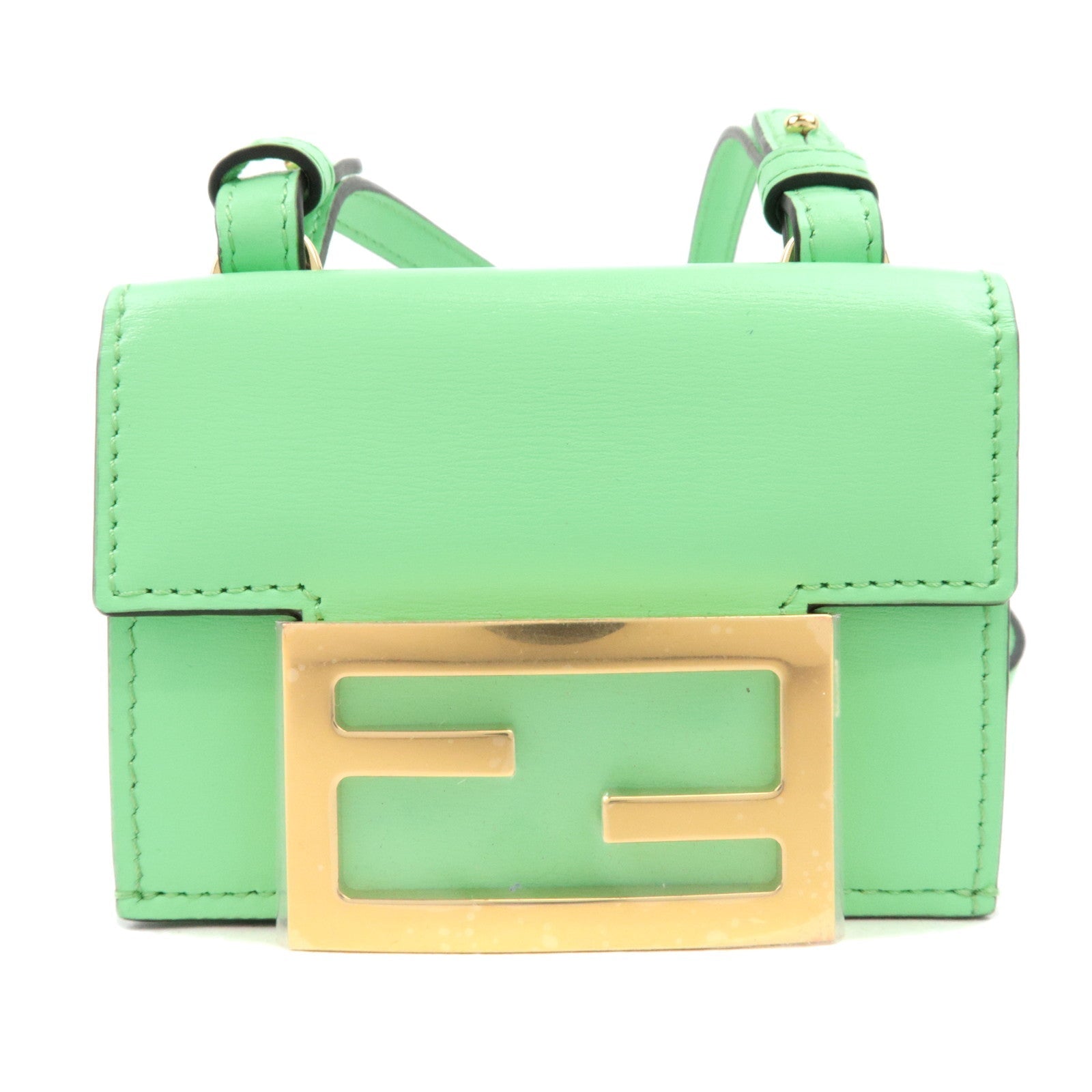 FENDI Micro Baguette Tri Fold Shoulder Wallet Light Green 8M0482 *Box, Dust bag