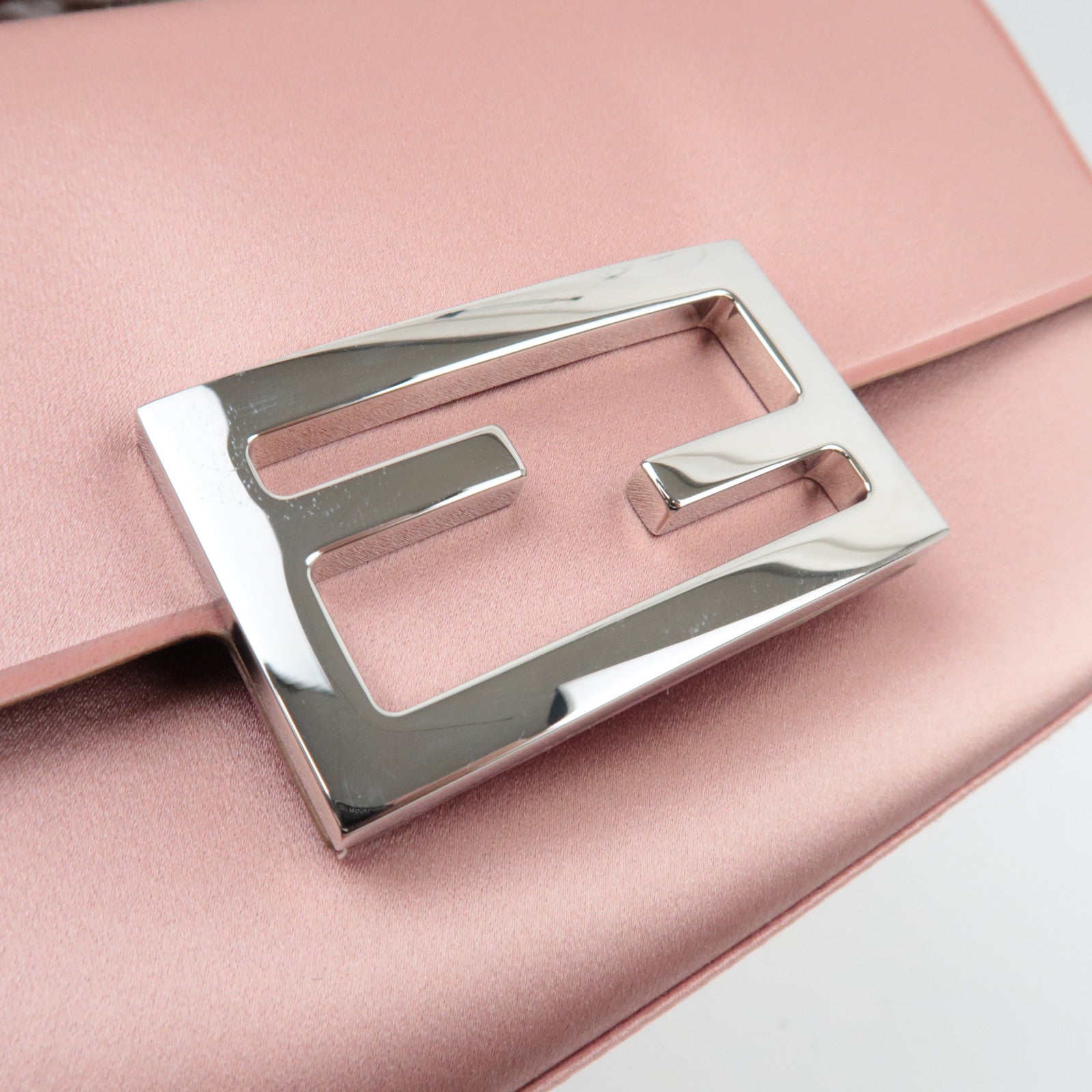 FENDI Silk Baguette Phone Pouch Shoulder Bag Pink 7AS142 *Box, Dust bag