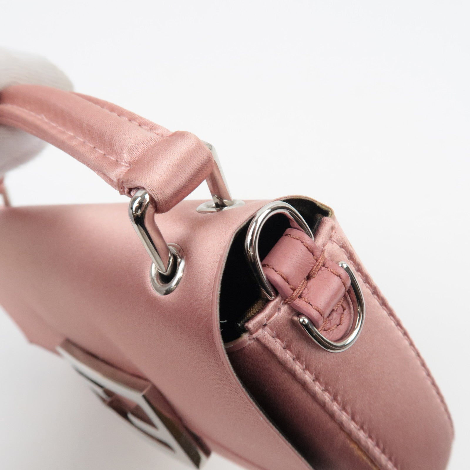 FENDI Silk Baguette Phone Pouch Shoulder Bag Pink 7AS142 *Box, Dust bag