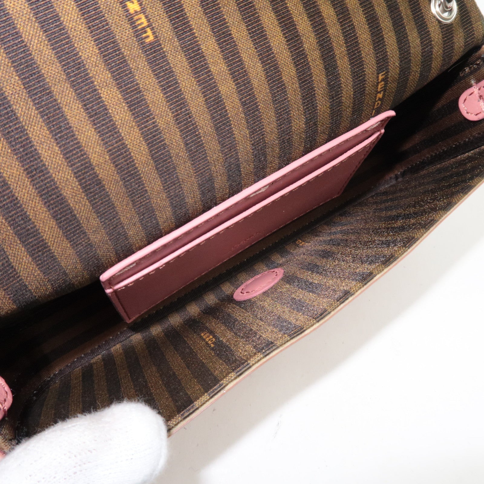 FENDI Silk Baguette Phone Pouch Shoulder Bag Pink 7AS142 *Box, Dust bag