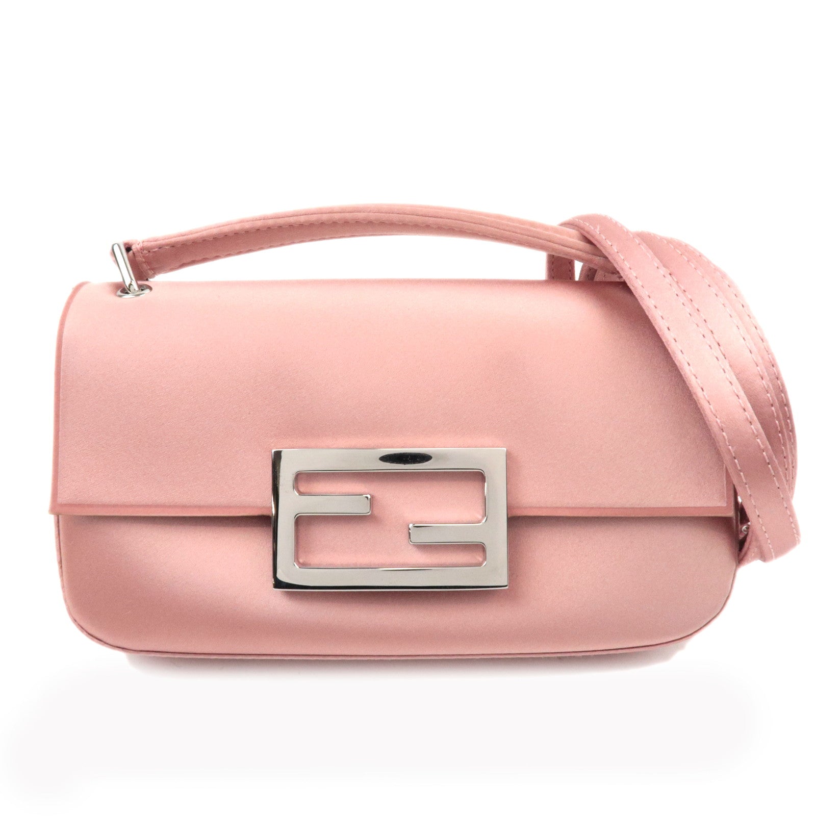 FENDI Silk Baguette Phone Pouch Shoulder Bag Pink 7AS142 *Box, Dust bag