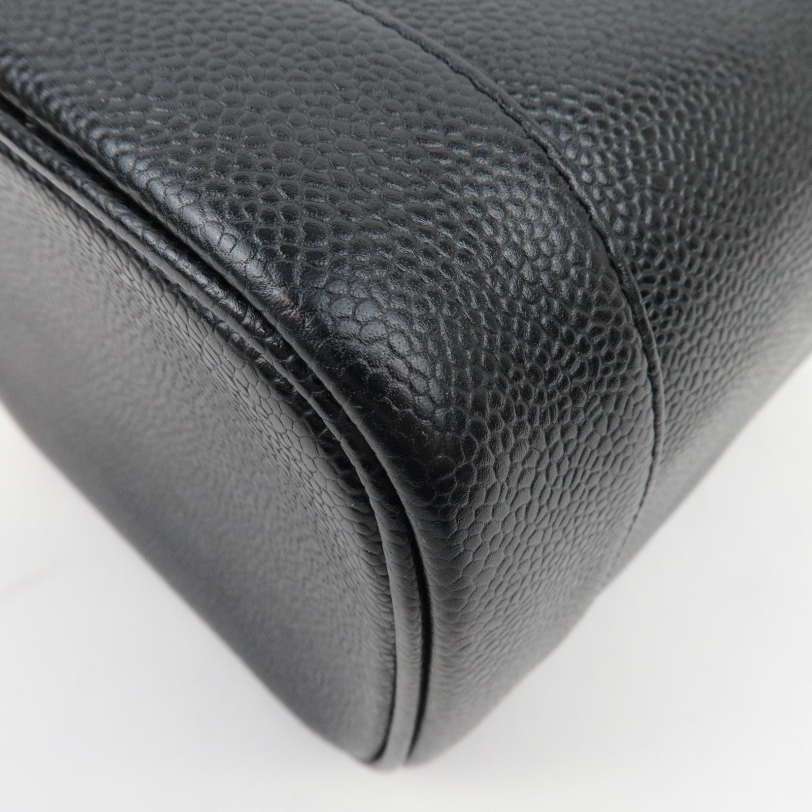 CHANEL Coco Mark Caviar Skin Vanity Bag Black Gold HDW A01998