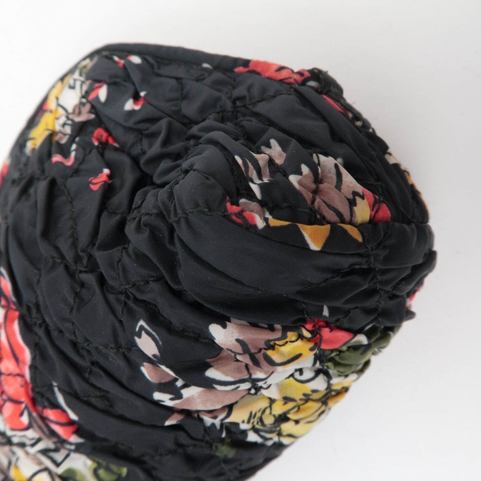 MIU MIU Nylon Flower Print Cosmetic Pouch Black