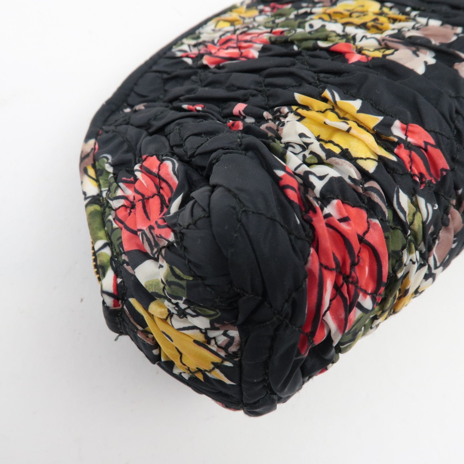 MIU MIU Nylon Flower Print Cosmetic Pouch Black