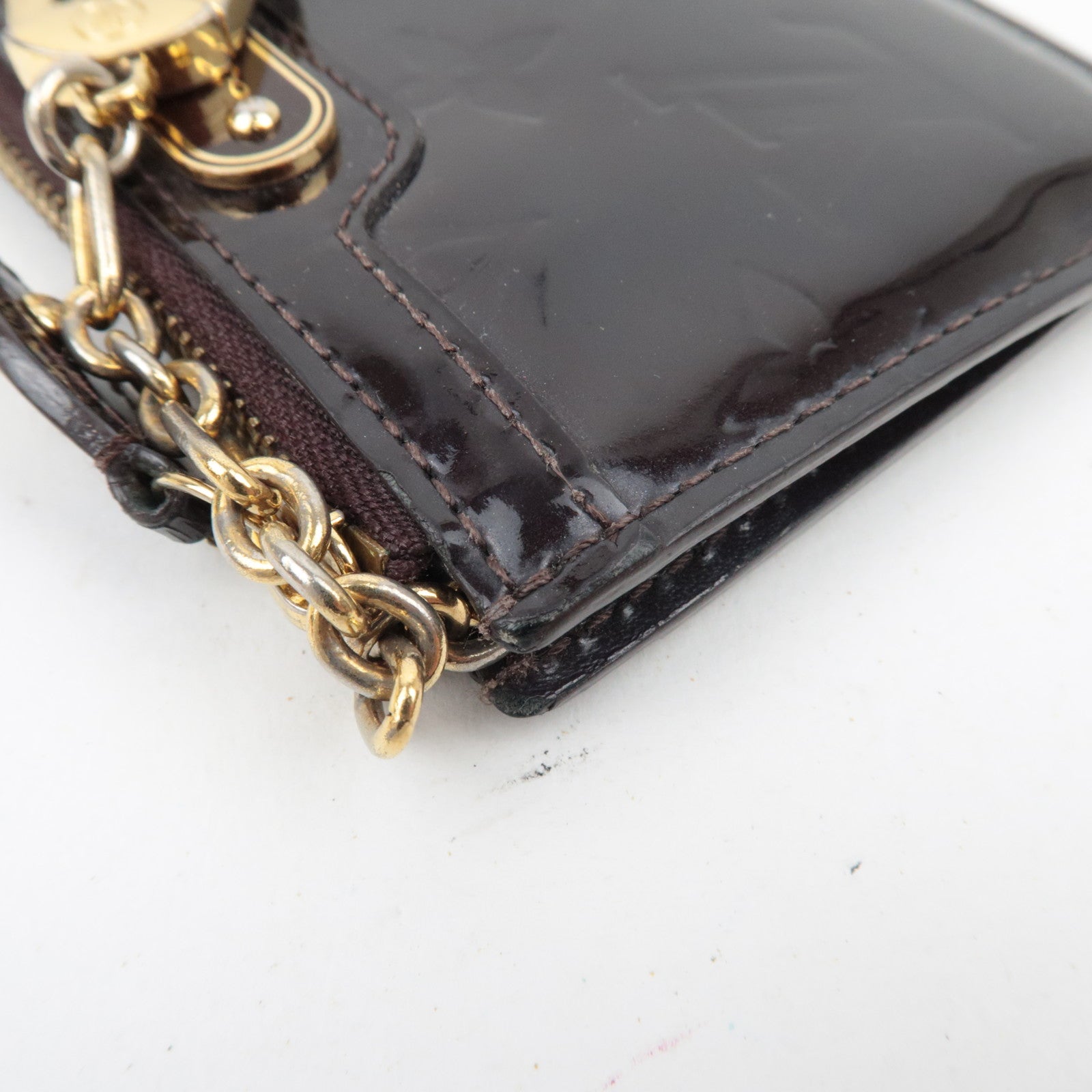 Louis Vuitton Vernis Pochette Cles NM Coin Case Amarante M93557/ CA5007 *Box