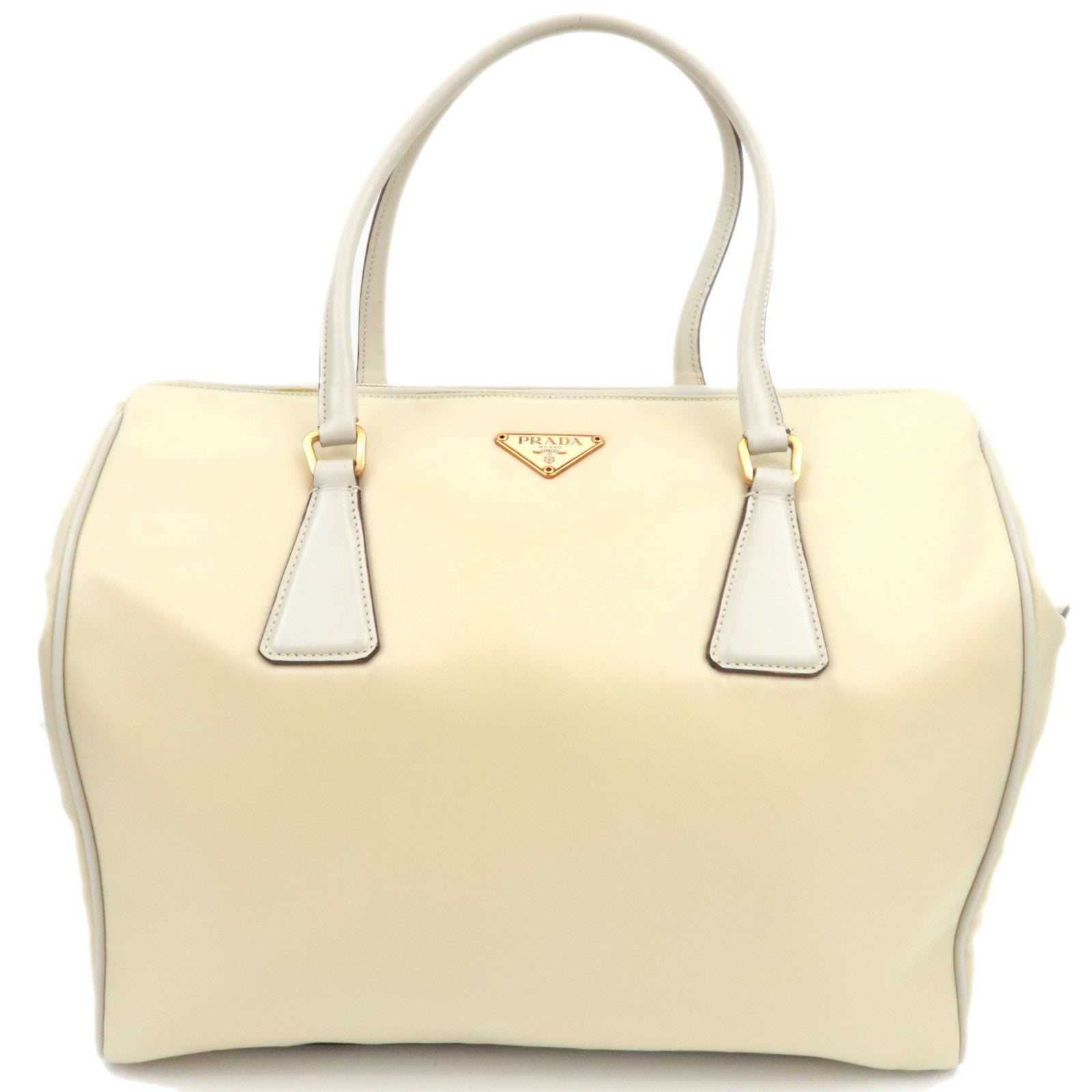 PRADA Nylon Leather Hand Bag Ivory BN0215 *Dust bag, Guarantee card
