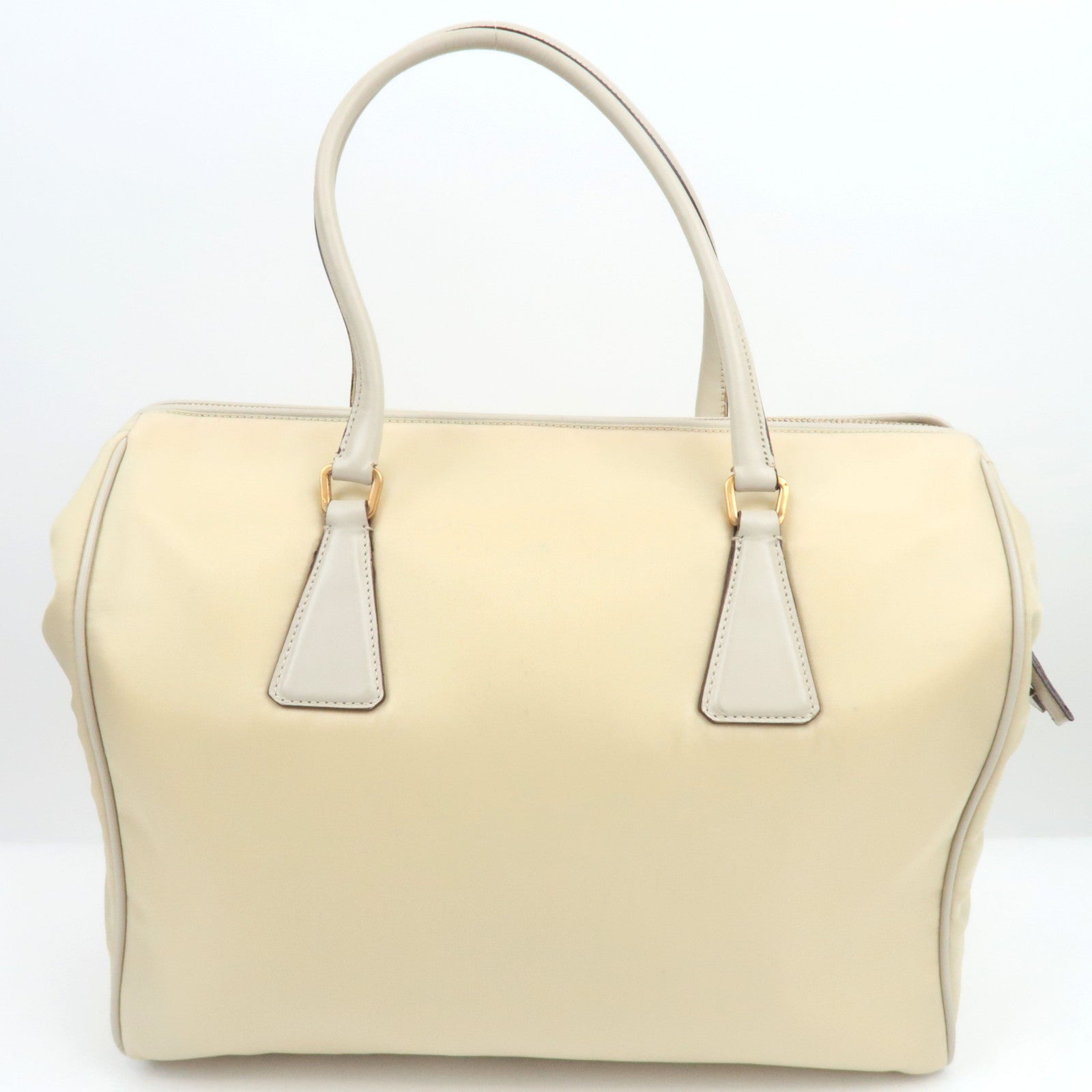 PRADA Nylon Leather Hand Bag Ivory BN0215 *Dust bag, Guarantee card