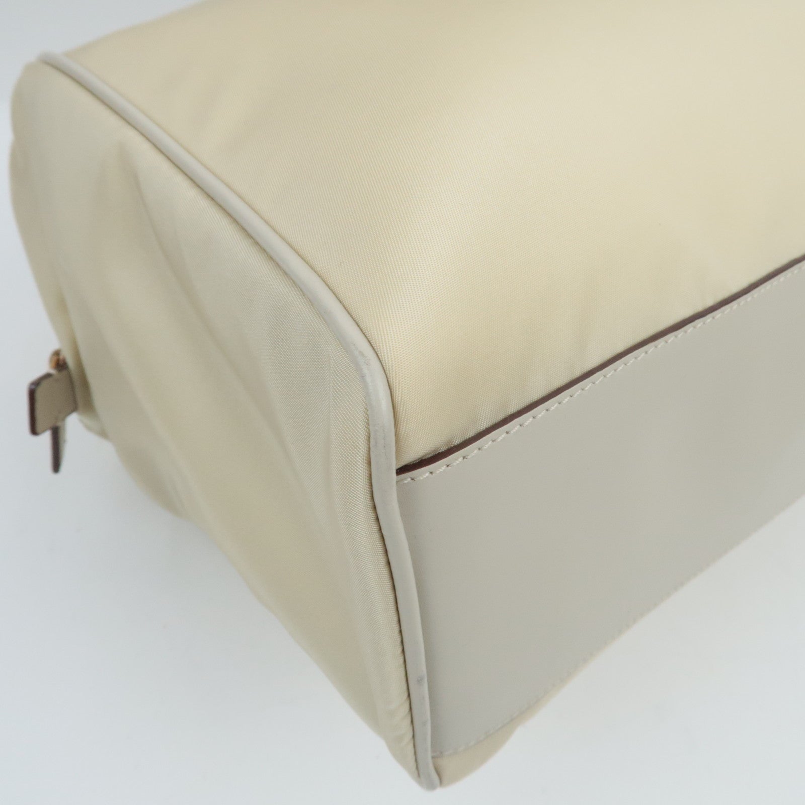 PRADA Nylon Leather Hand Bag Ivory BN0215 *Dust bag, Guarantee card