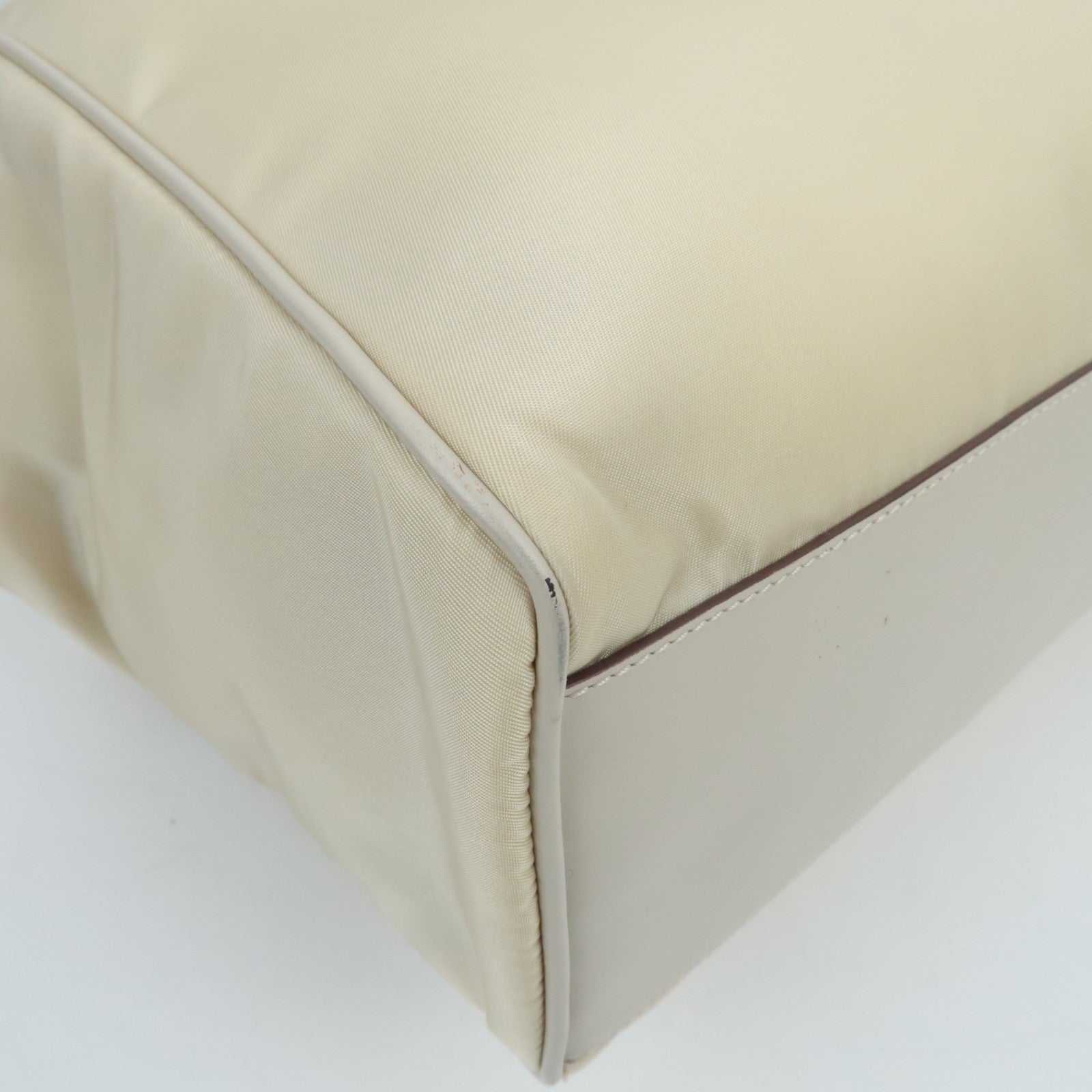 PRADA Nylon Leather Hand Bag Ivory BN0215 *Dust bag, Guarantee card