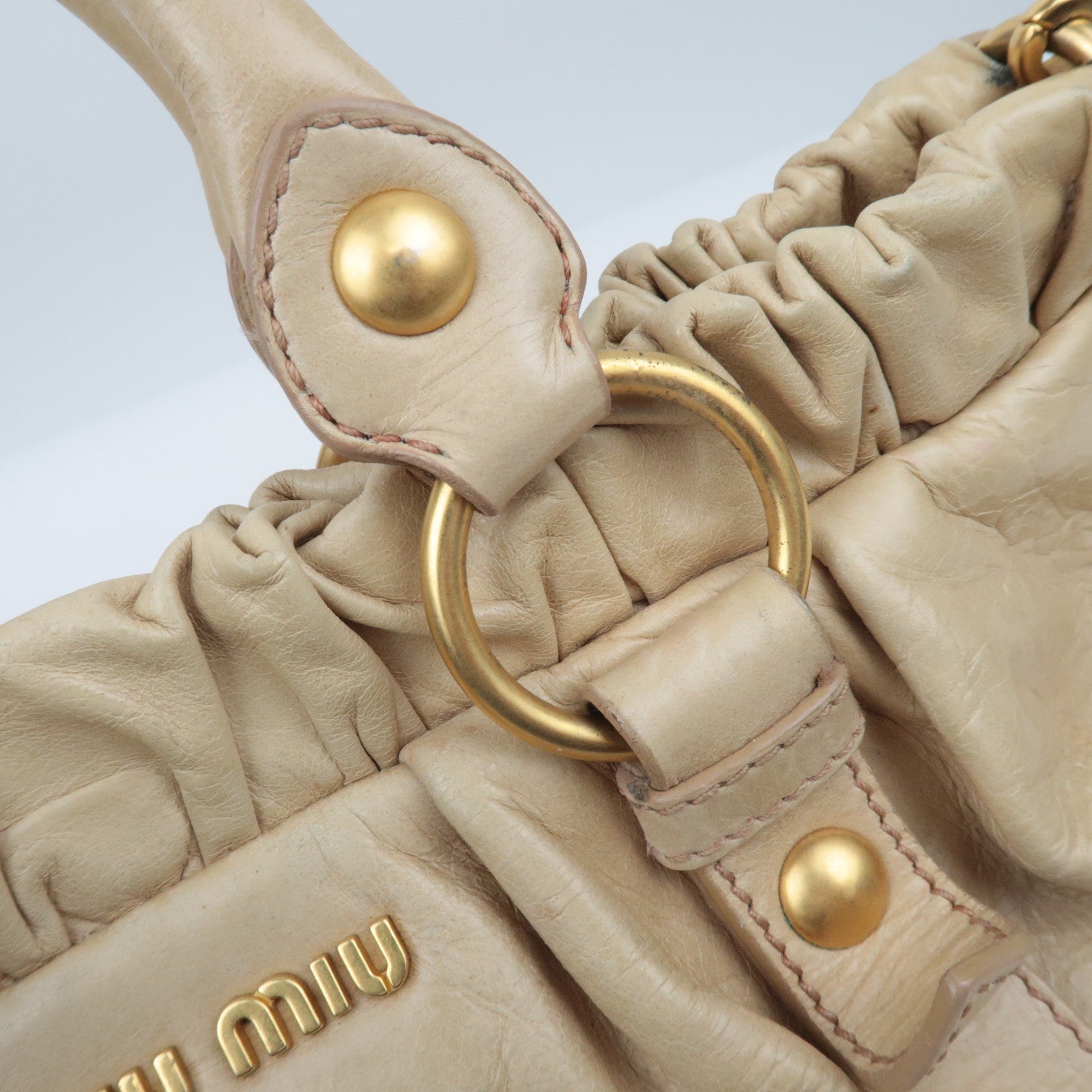 MIU MIU Leather 2way Bag Beige *Stofzak, Riem