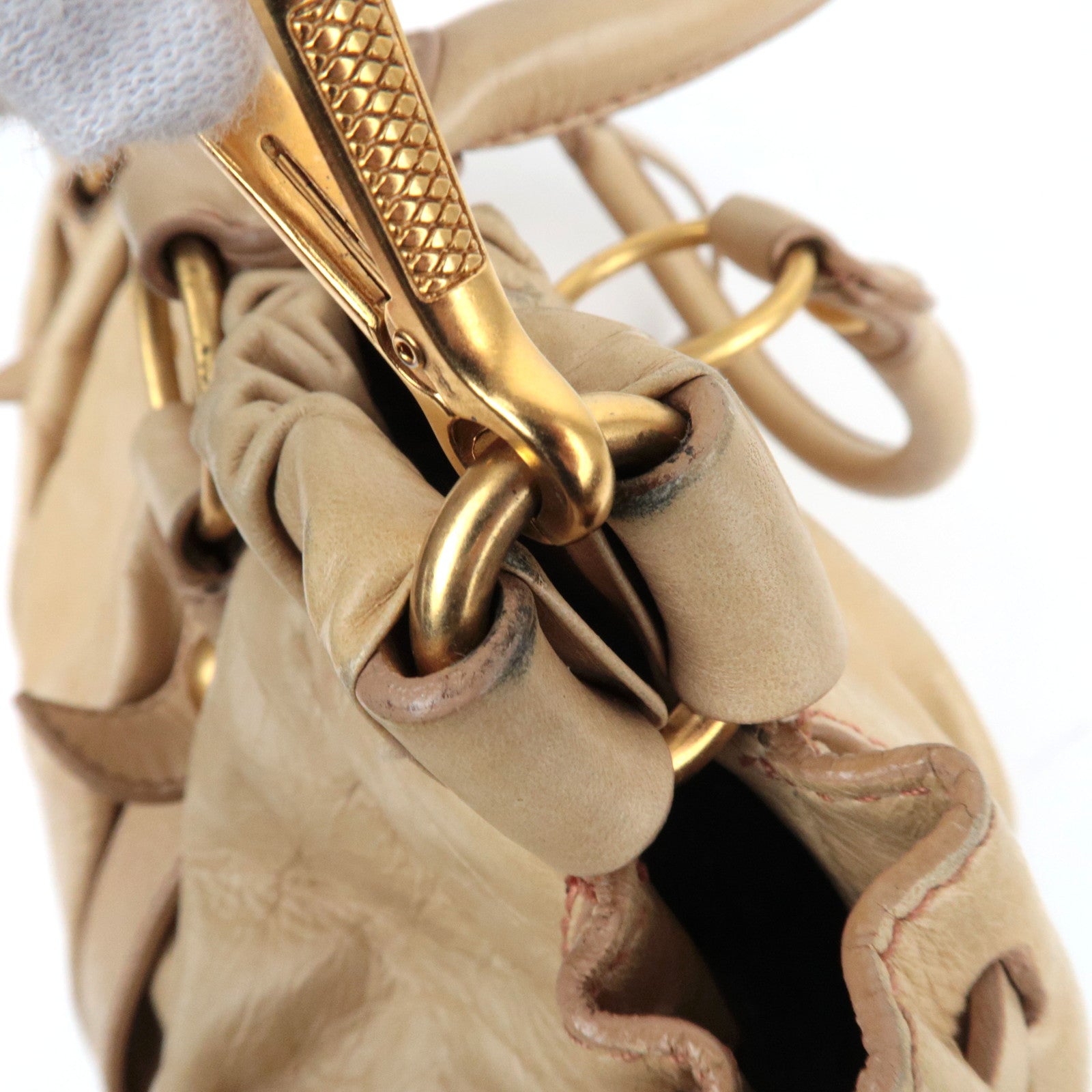 MIU MIU Leather 2way Bag Beige *Stofzak, Riem