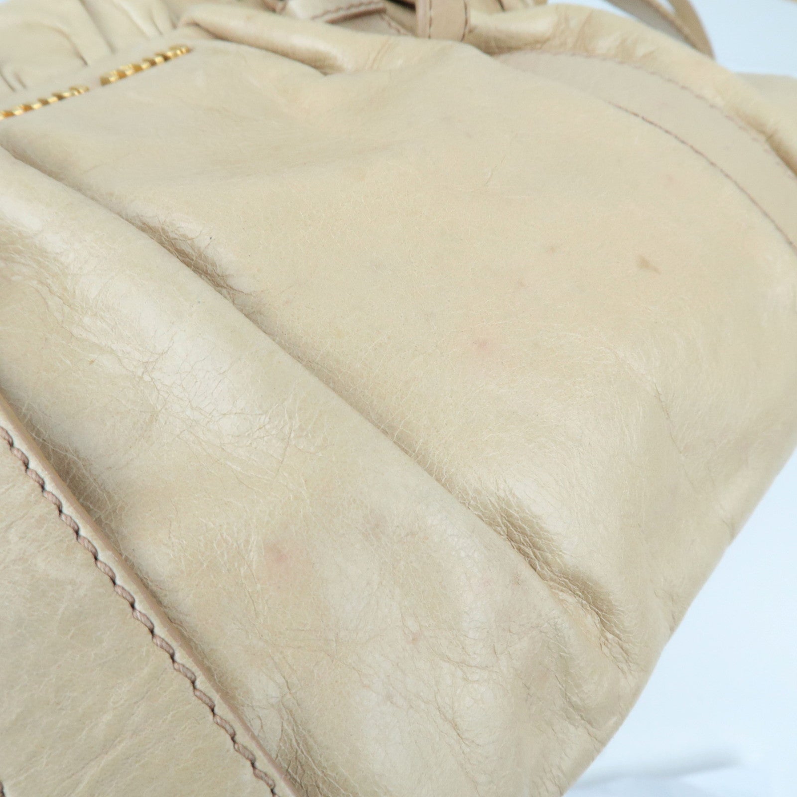 MIU MIU Leather 2way Bag Beige *Stofzak, Riem