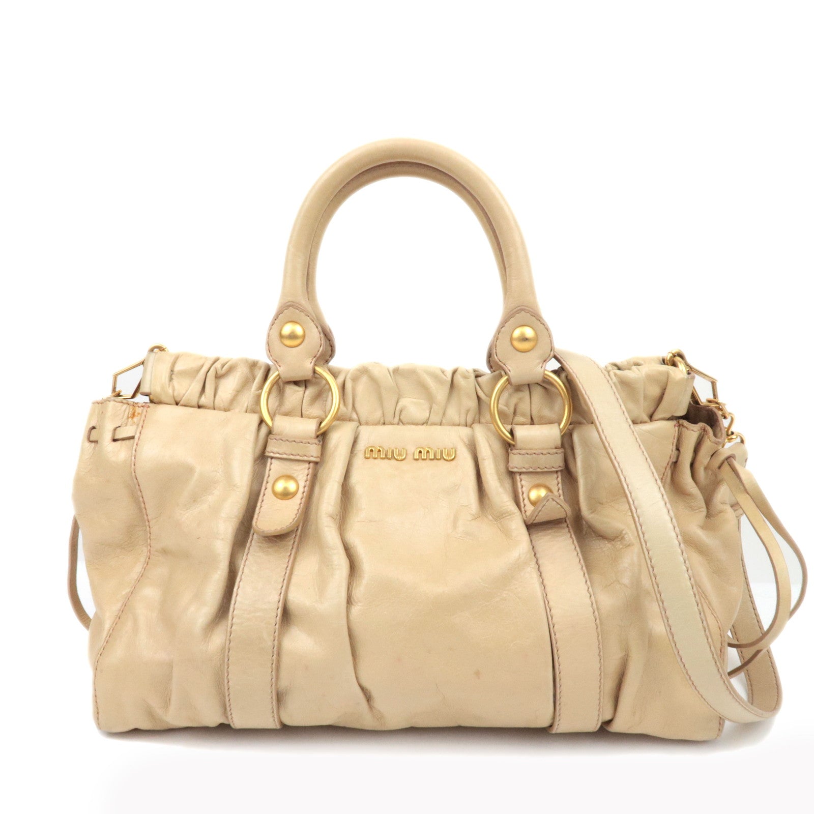 MIU MIU Leather 2way Bag Beige *Dust bag, Strap