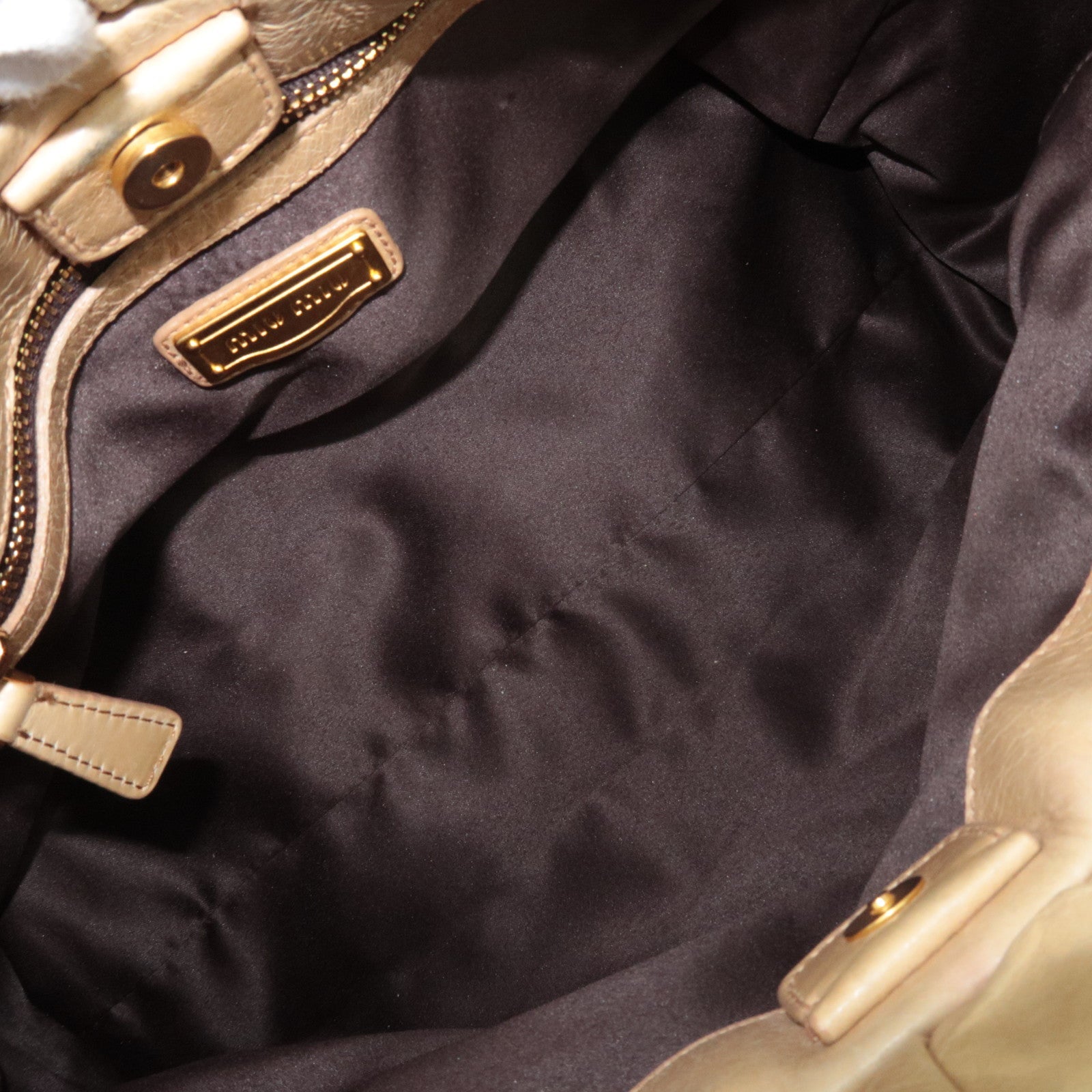 MIU MIU Leather 2way Bag Beige *Stofzak, Riem