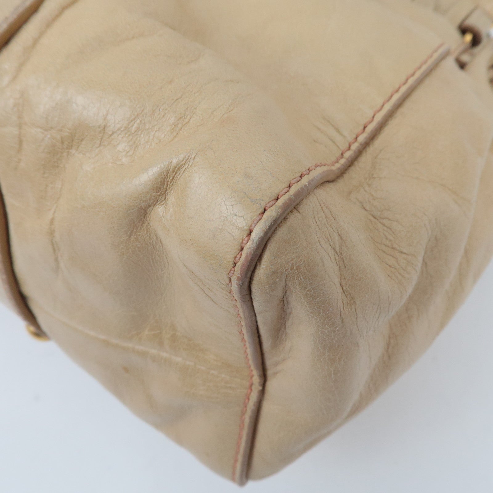 MIU MIU Leather 2way Bag Beige *Stofzak, Riem