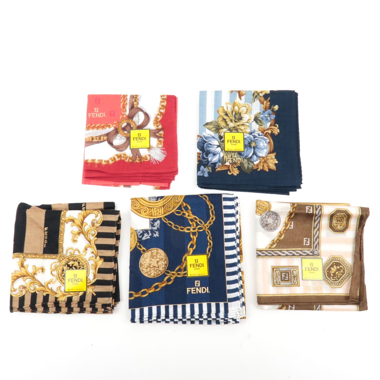 Set of 5 FENDI Cotton 100% Handkerchief