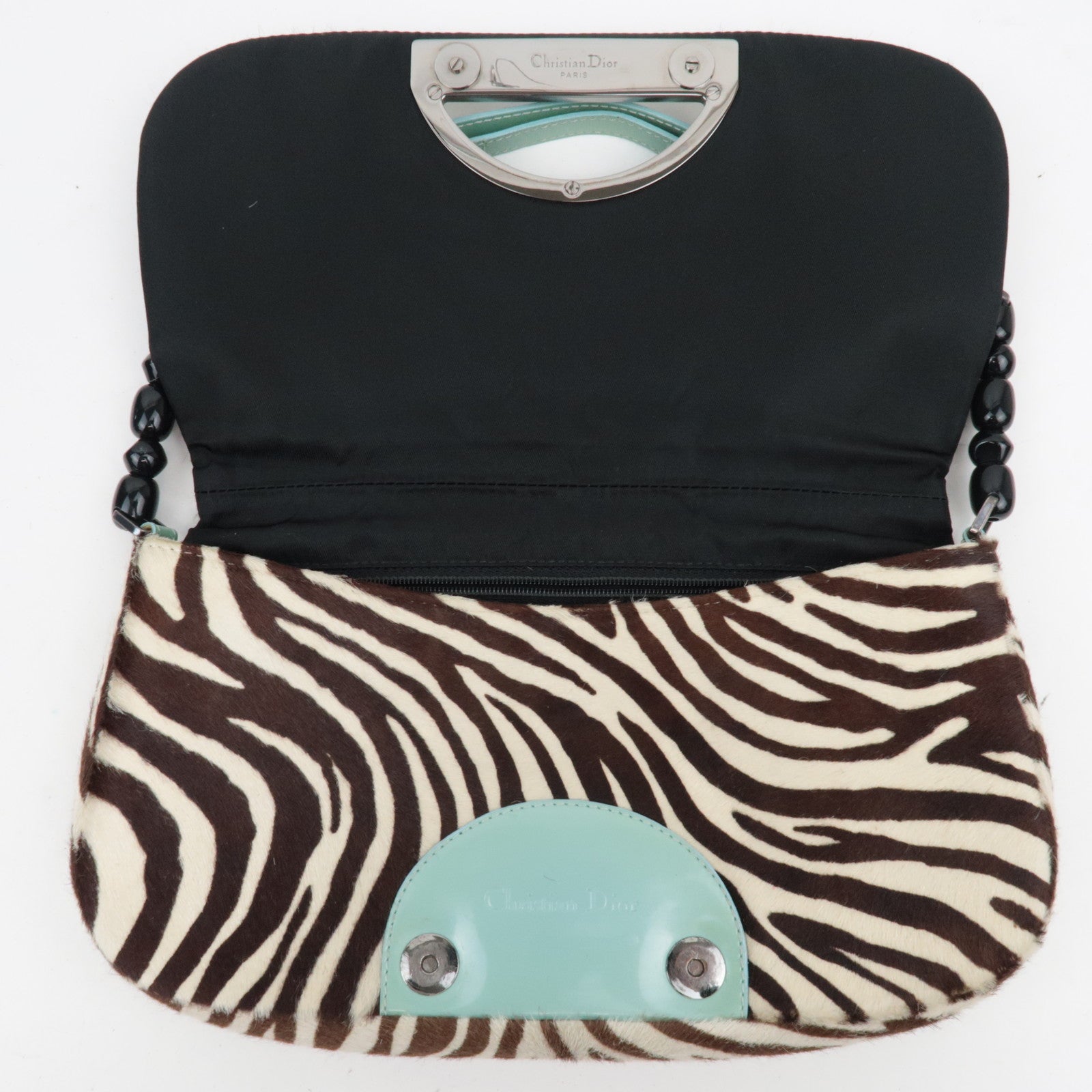 Christian Dior Pony Hair Patent Leather Malice Pearl Hand Bag