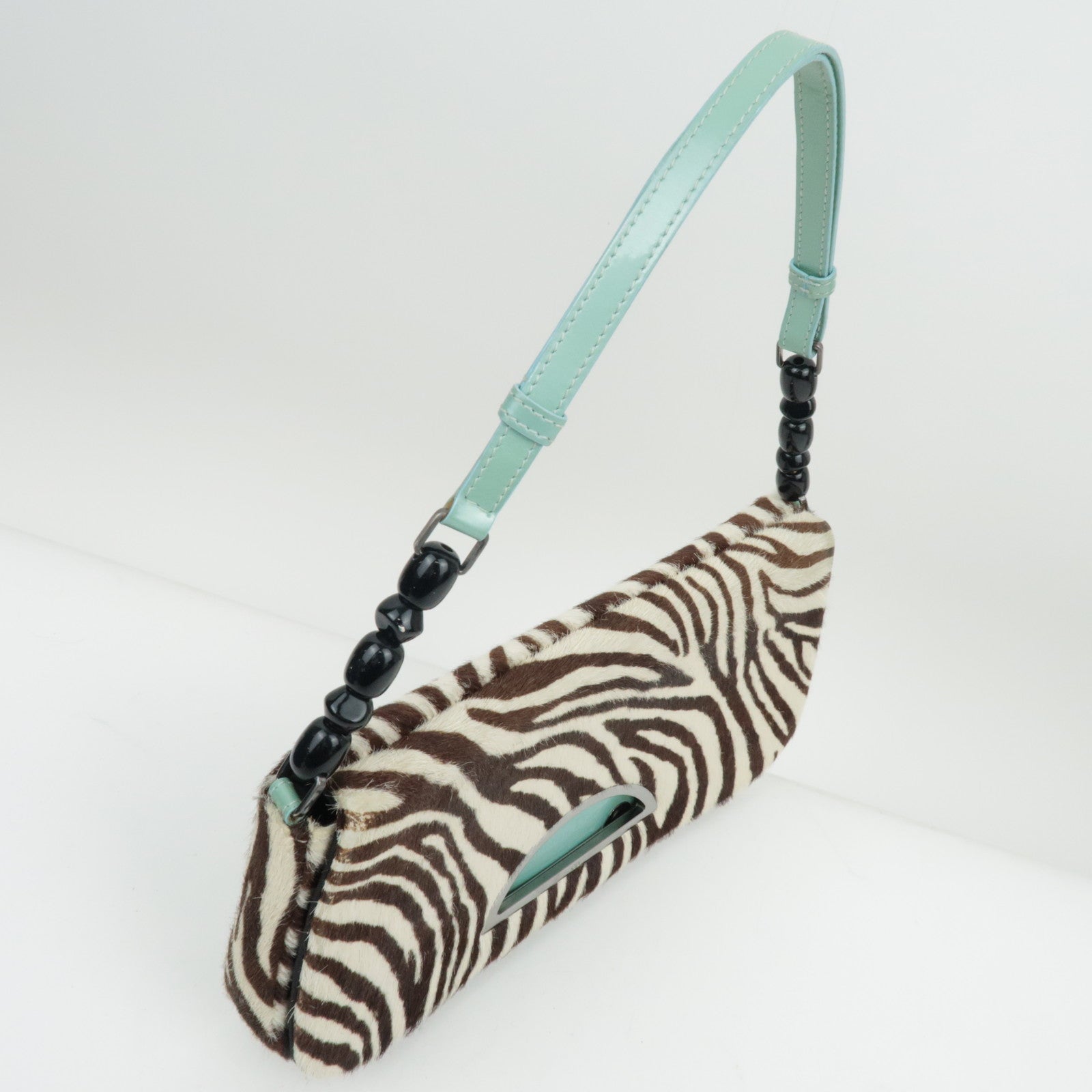 Christian Dior Pony Hair Patent Leather Malice Pearl Hand Bag