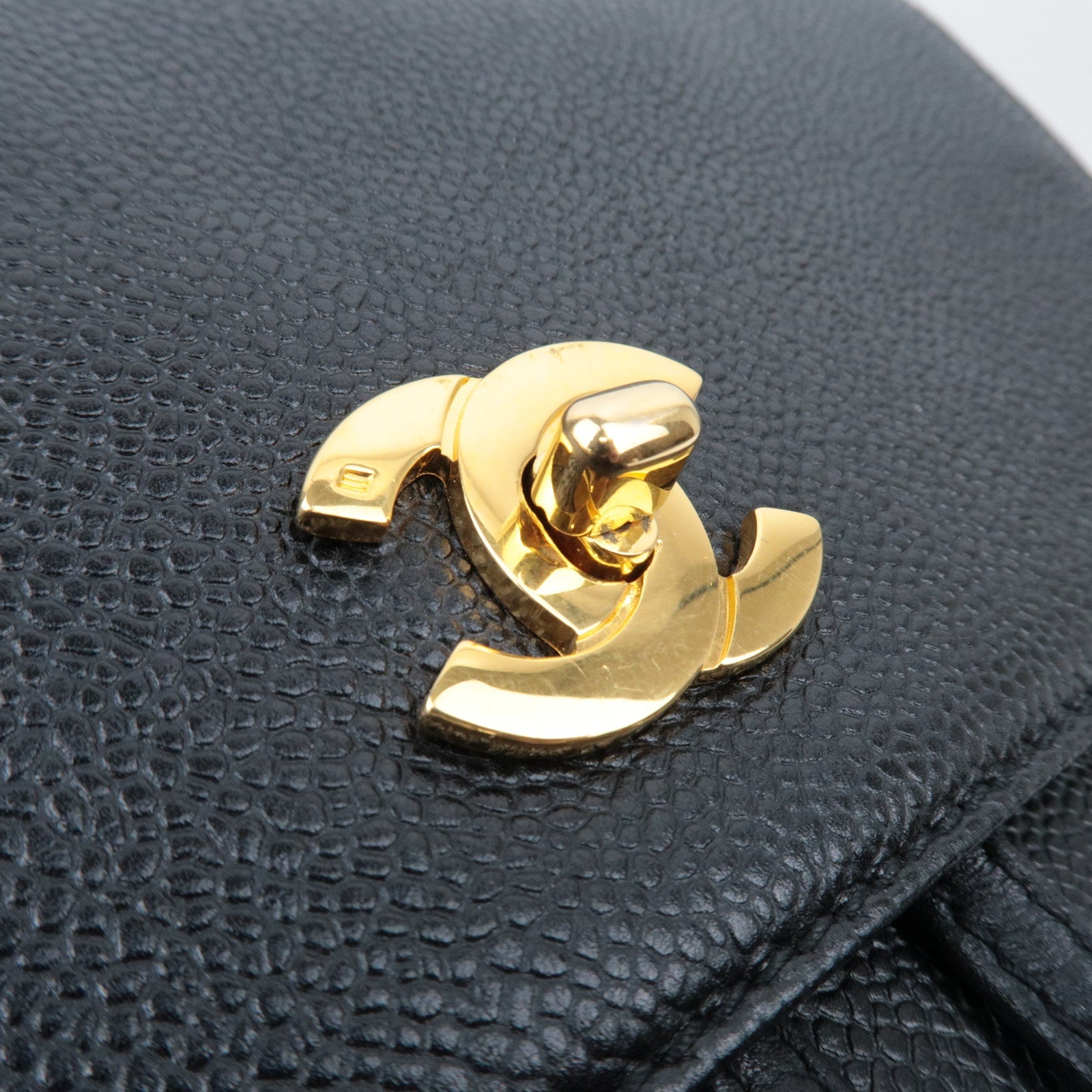 CAHENL Caviar Skin Caviar Skin Triple Coco Backpack Black A07266 *Dust Bag, G card