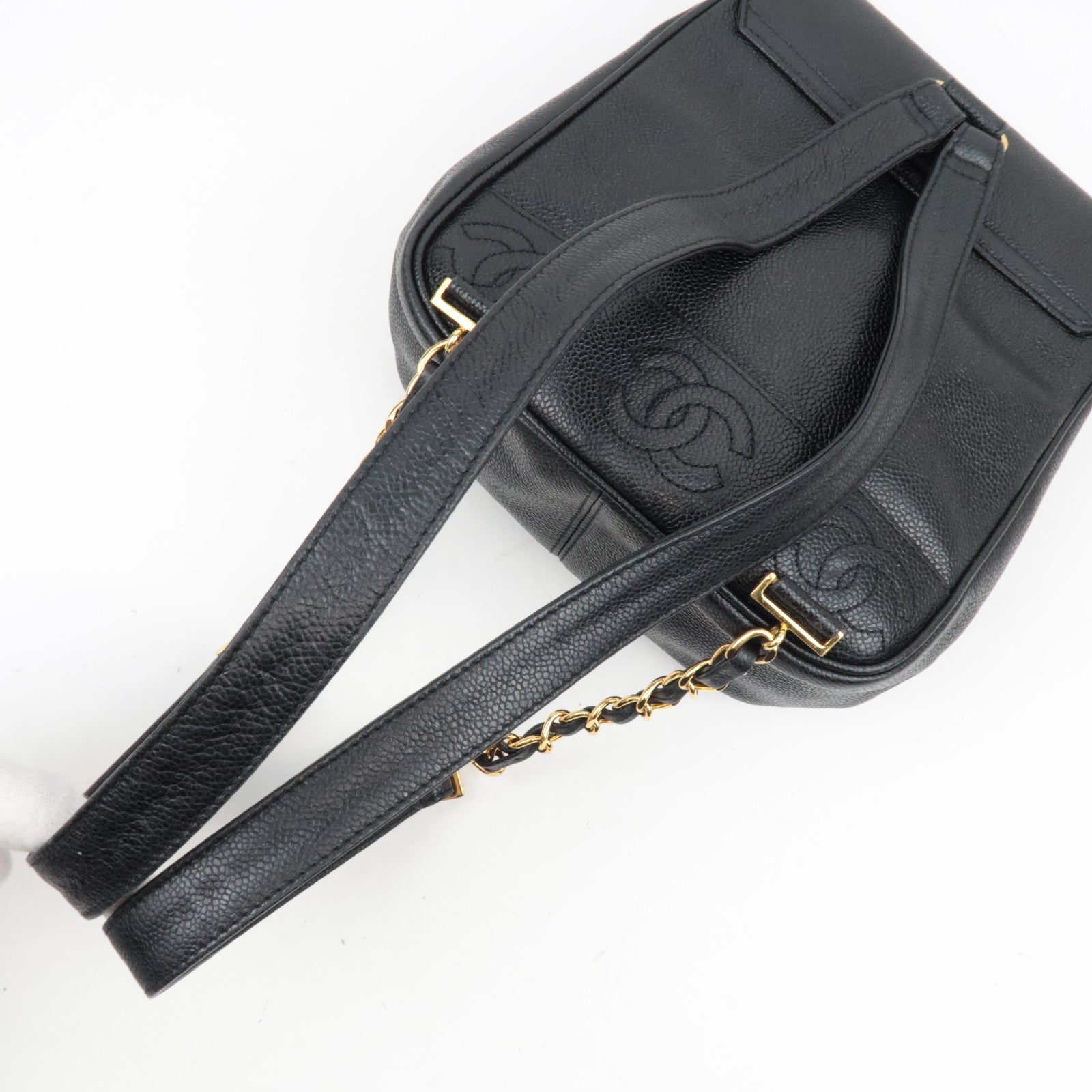 CAHENL Caviar Skin Caviar Skin Triple Coco Backpack Black A07266 *Dust Bag, G card