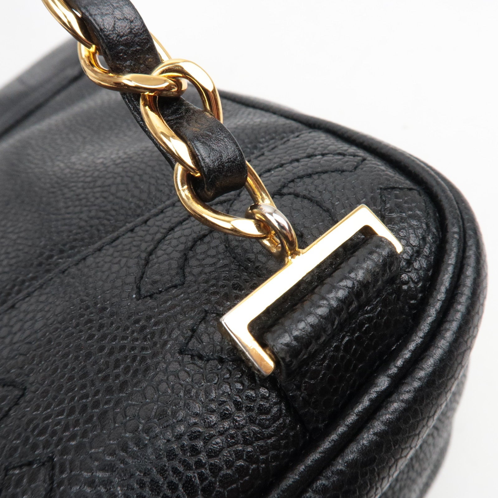 CAHENL Caviar Skin Caviar Skin Triple Coco Backpack Black A07266 *Dust Bag, G card