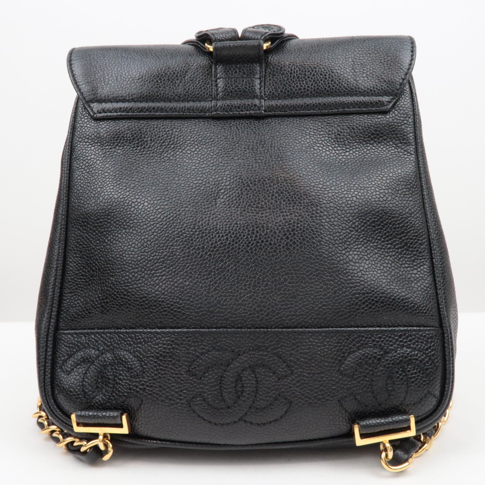 CAHENL Caviar Skin Caviar Skin Triple Coco Backpack Black A07266 *Dust Bag, G card