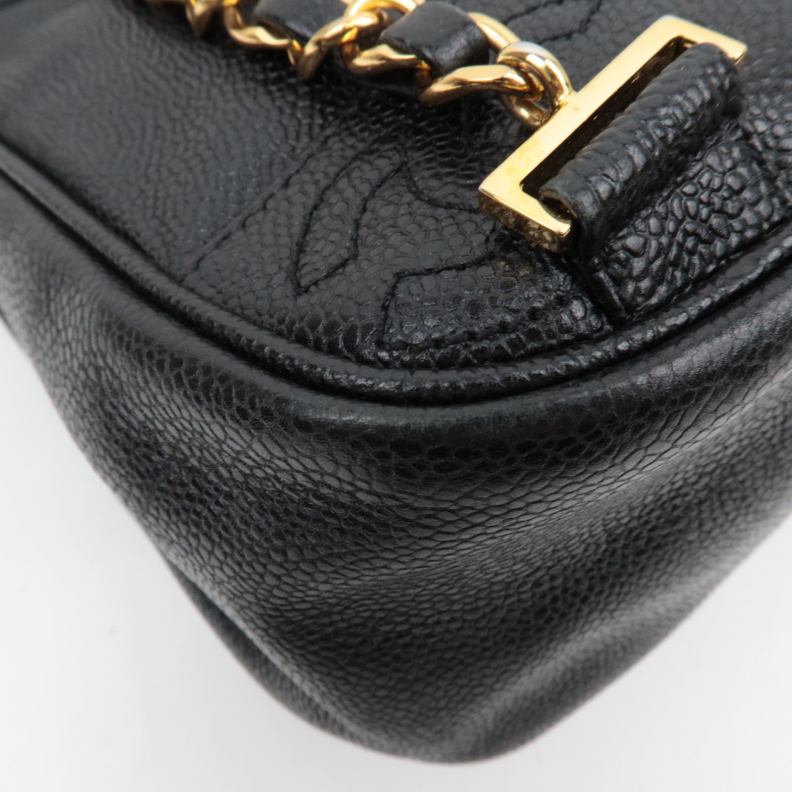 CAHENL Caviar Skin Caviar Skin Triple Coco Backpack Black A07266 *Dust Bag, G card