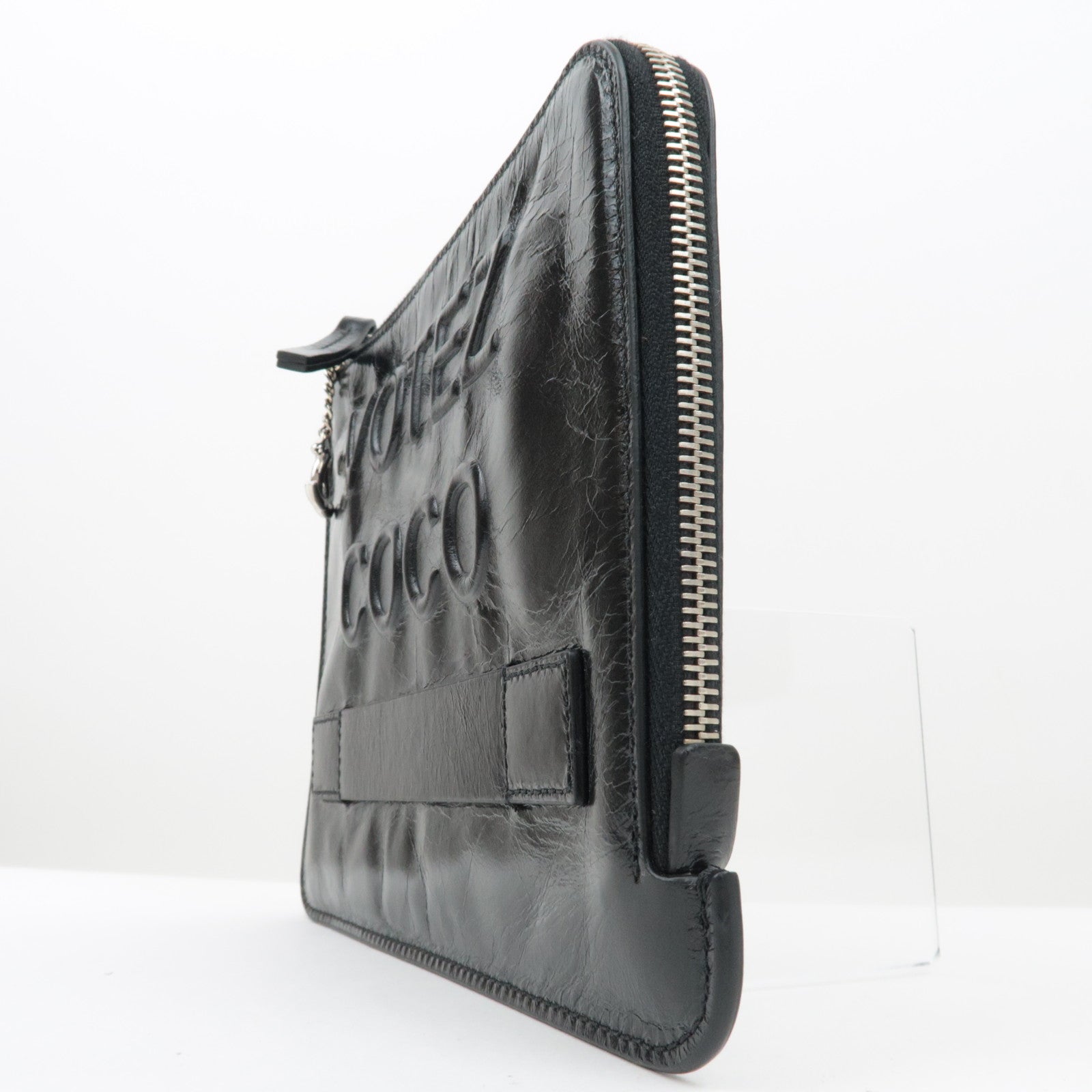 CHANEL VOTEZ COCO Clutch Bag Vintage Calf Silver HDW *Dust Bag, G Card