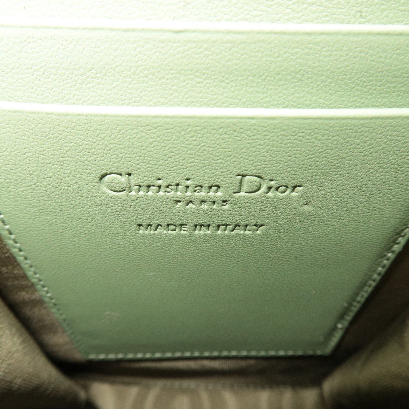 Christian Dior Cannage Lambskin Phone Holder Shoulder Bag Green *Dust bag, Strap, Chain strap, Charm
