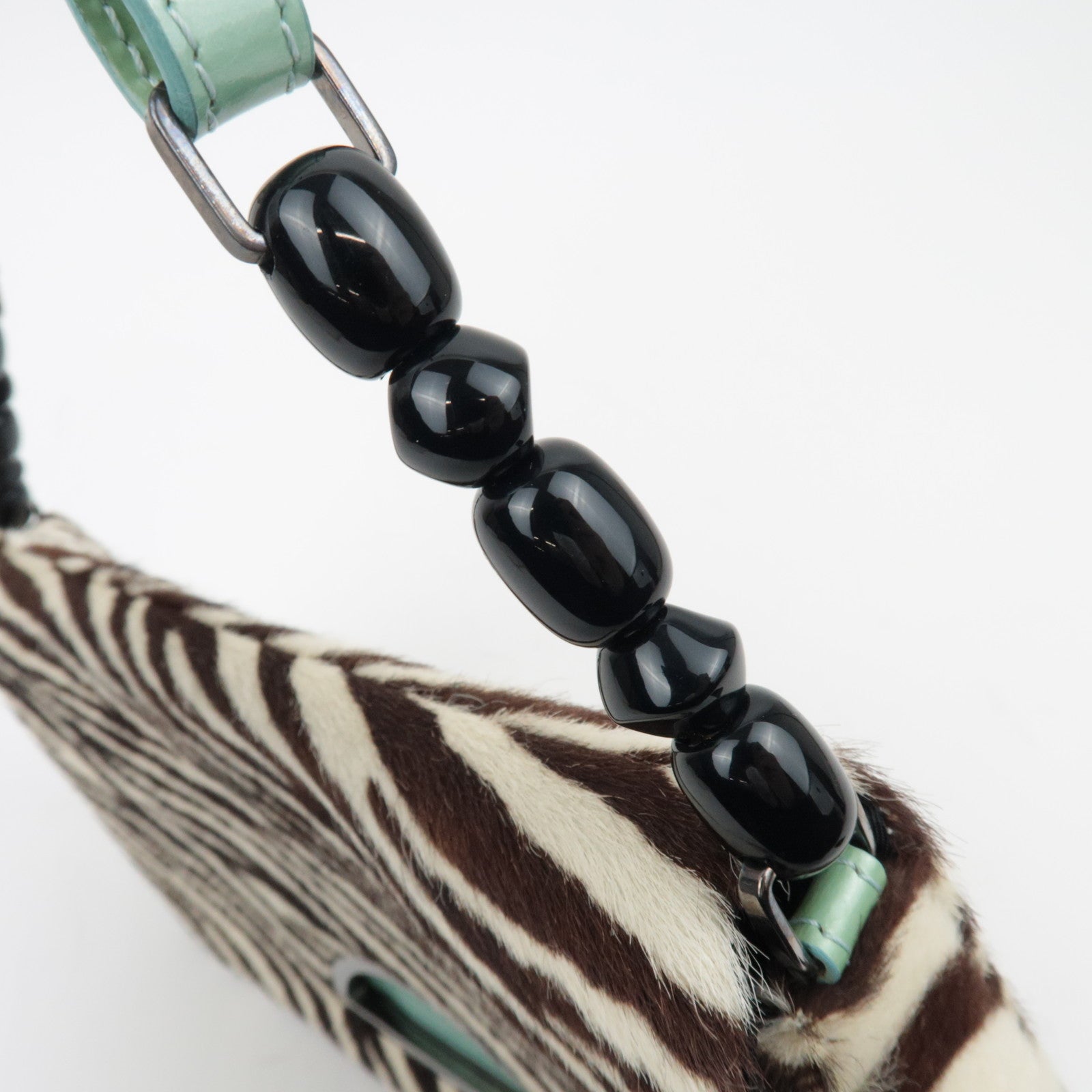 Christian Dior Pony Hair Patent Leather Malice Pearl Zeebra Print Hand Bag *Dust bag