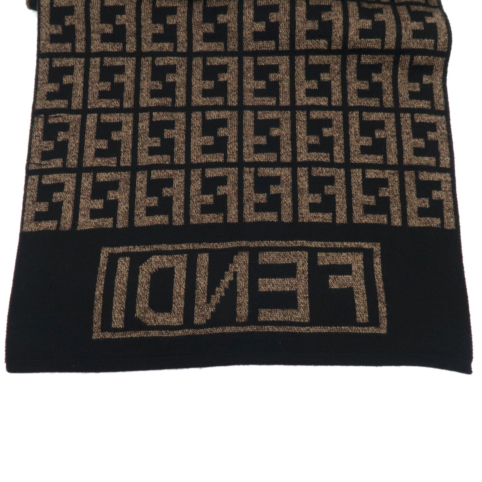 FENDI Zucca Wollen Sjaal Bruin Zwart