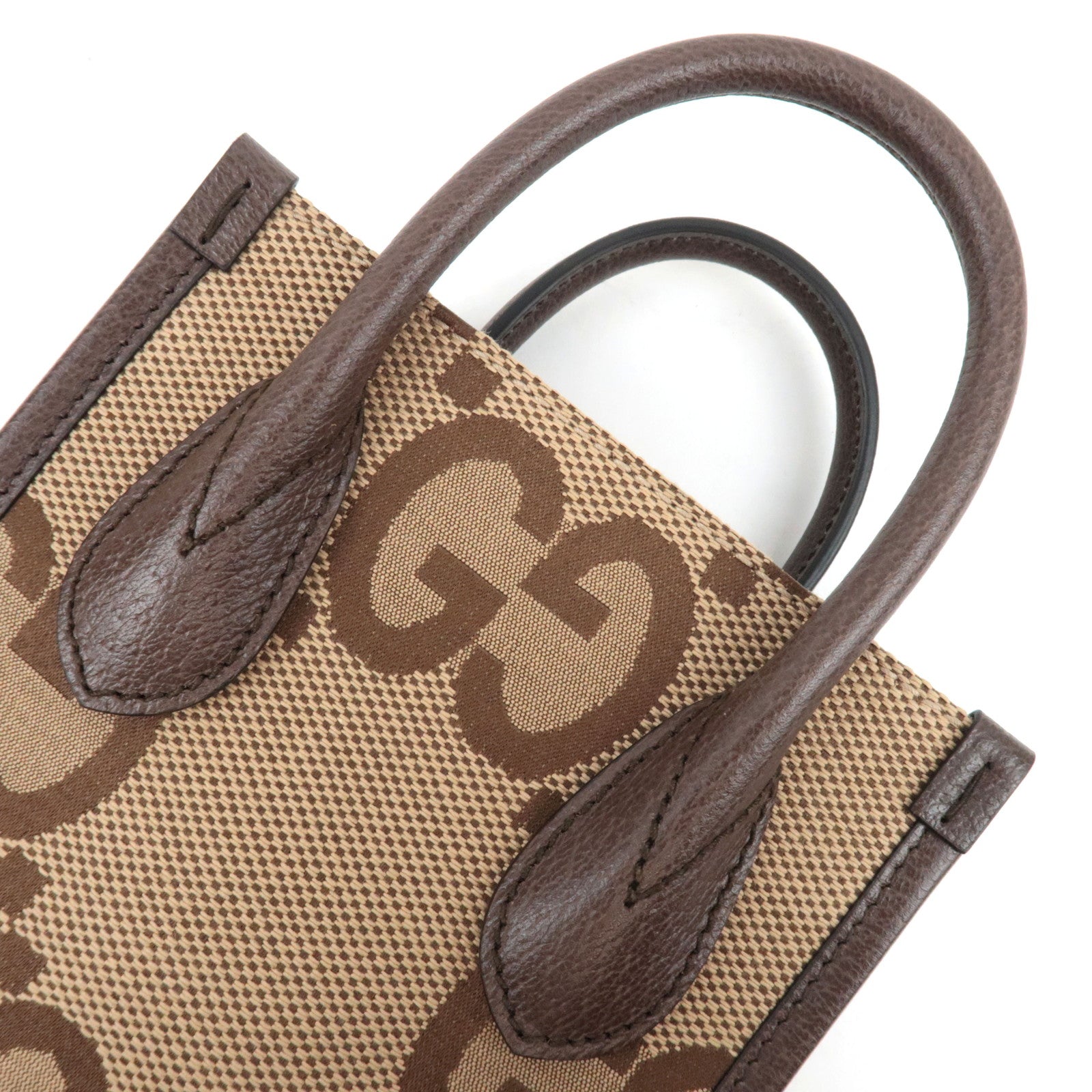 GUCCI Jumbo GG Canvas Leather 2WAY Hand Bag Beige Brown 699406 *Dust Bag, Strap