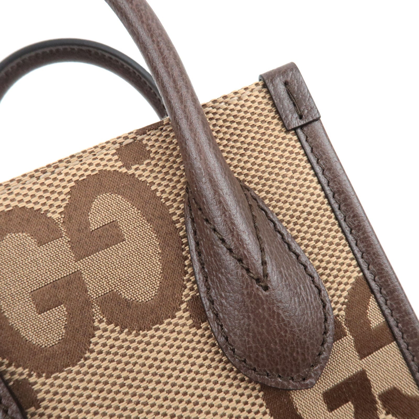 GUCCI Jumbo GG Canvas Leather 2WAY Hand Bag Beige Brown 699406 *Dust Bag, Strap