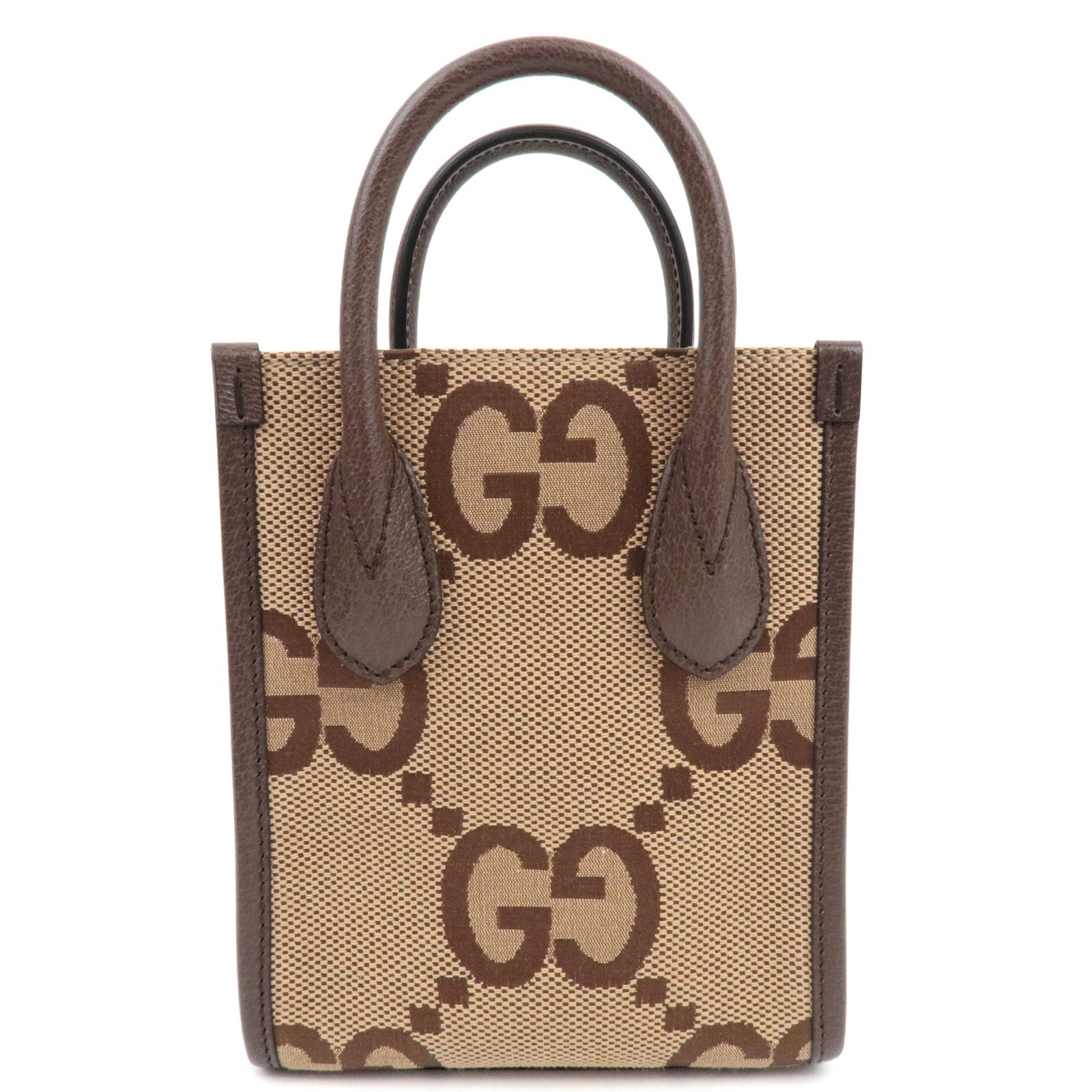 GUCCI Jumbo GG Canvas Leather 2WAY Hand Bag Beige Brown 699406 *Dust Bag, Strap