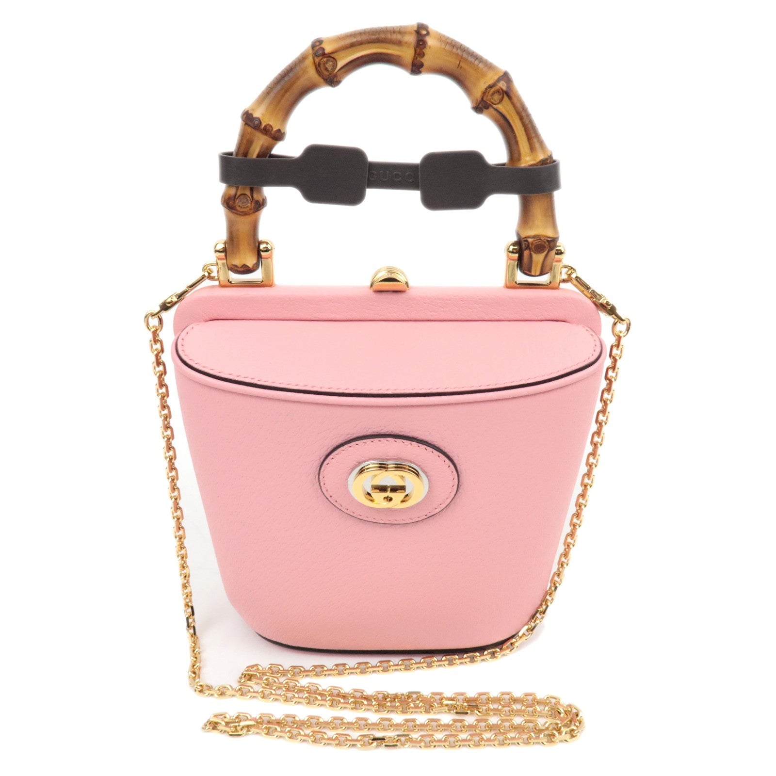 GUCCI Bamboo Mini Bucket 2WAY Bag Pink 616436 000926 *Dust Bag, Strap