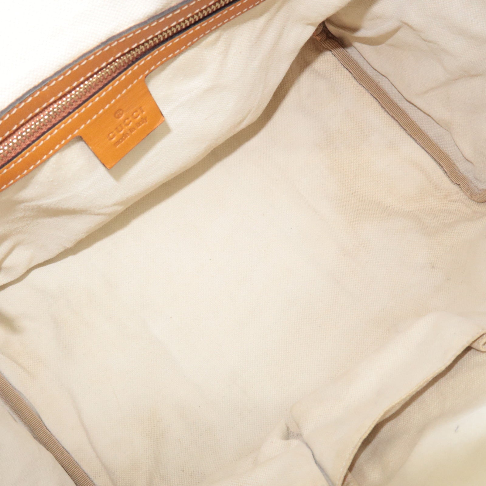 GUCCI Sherry GG canvas leren 2WAY Boston tas beige bruin 247205 *band