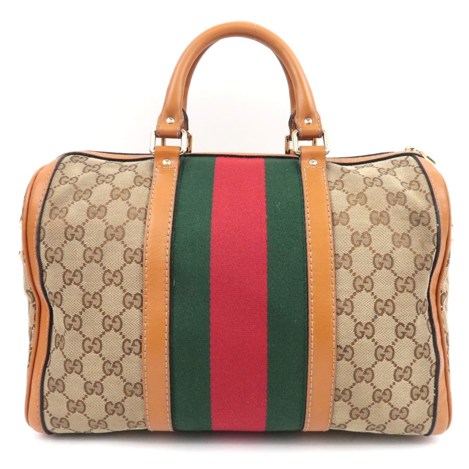 GUCCI Sherry GG canvas Leather 2WAY Boston Bag Beige Brown 247205 *Strap