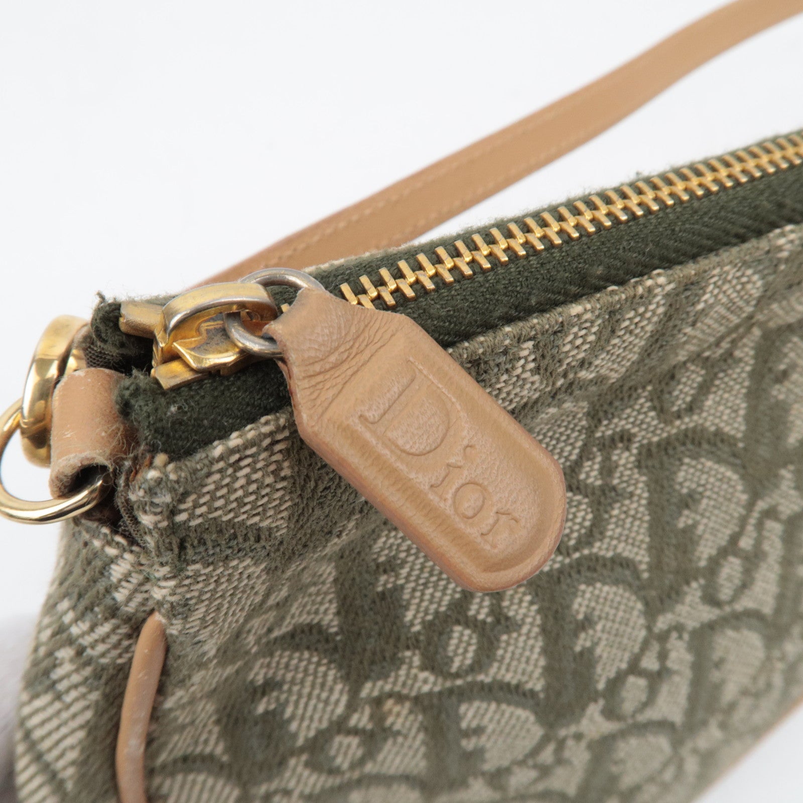 Christian Dior Trotter Canvas Leather Saddle Bag Khaki