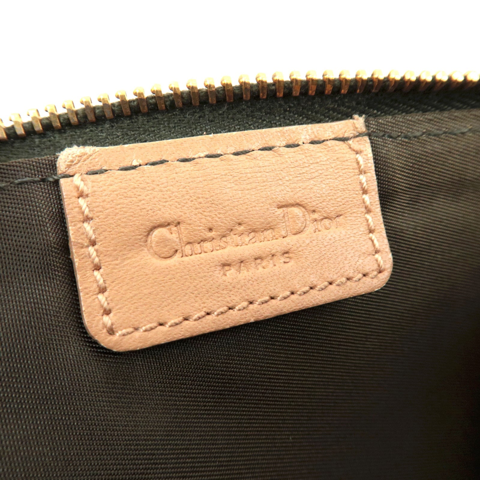 Christian Dior Trotter Canvas Leather Saddle Bag Khaki